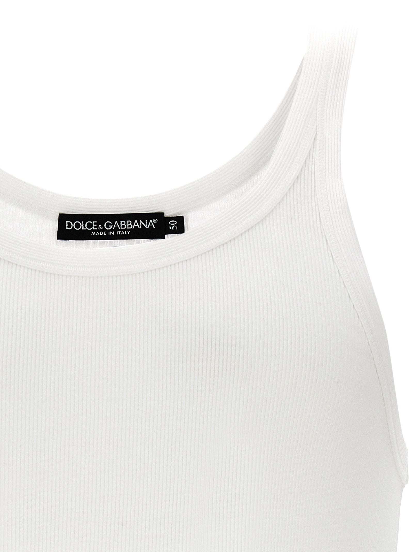 Dolce & Gabbana White Cotton Tank Tops