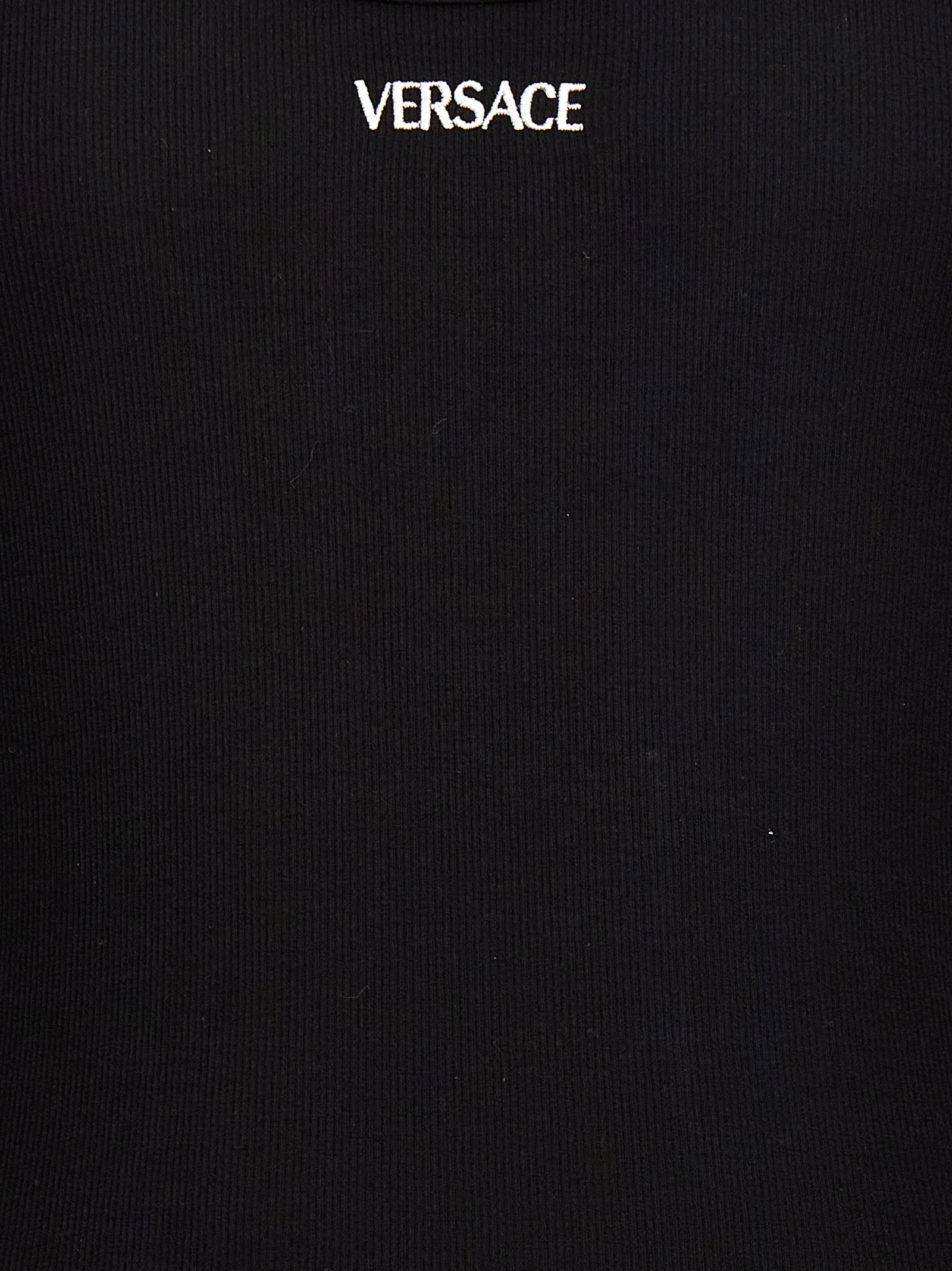 Versace Black Cotton Sleeveles T-Shirt