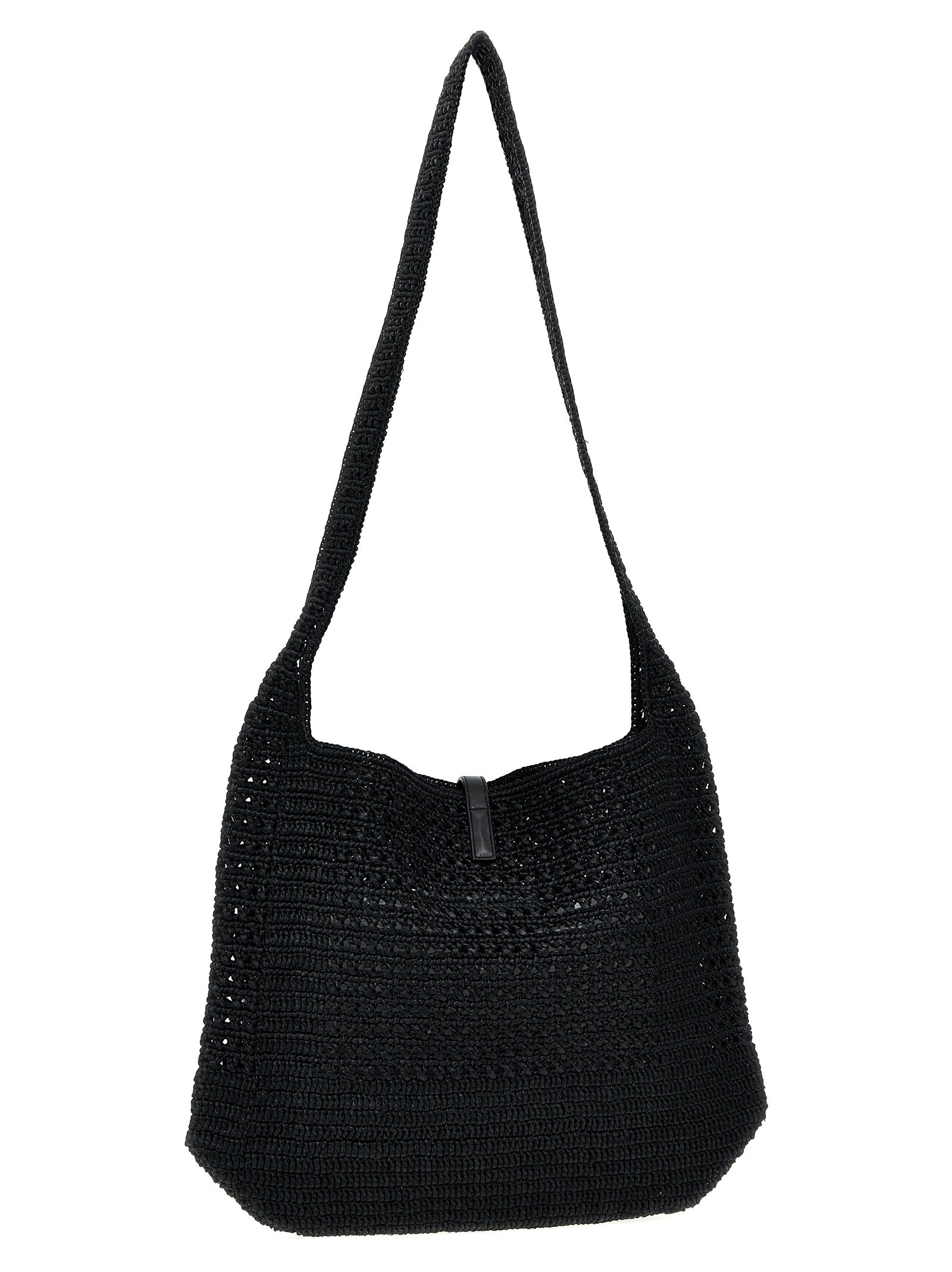 Saint Laurent Black Raffia Tote Bag