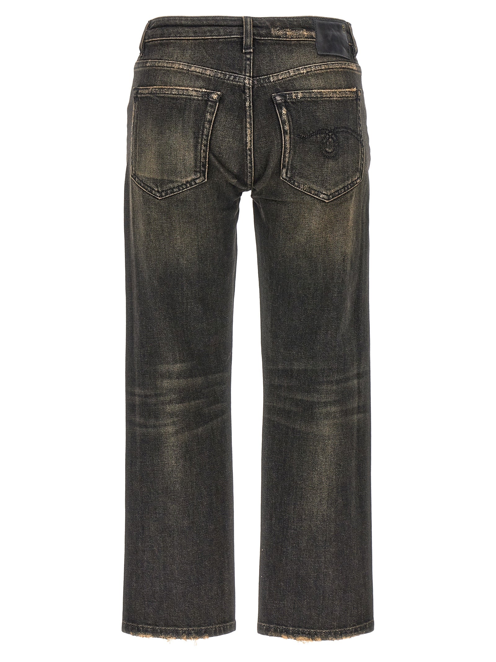 R13 Black Cotton Boyfriend Jeans
