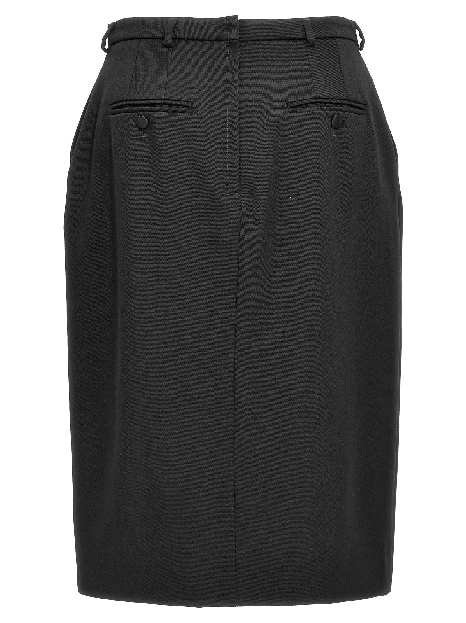 Dolce & Gabbana Black Virgin Wool Midi Skirt