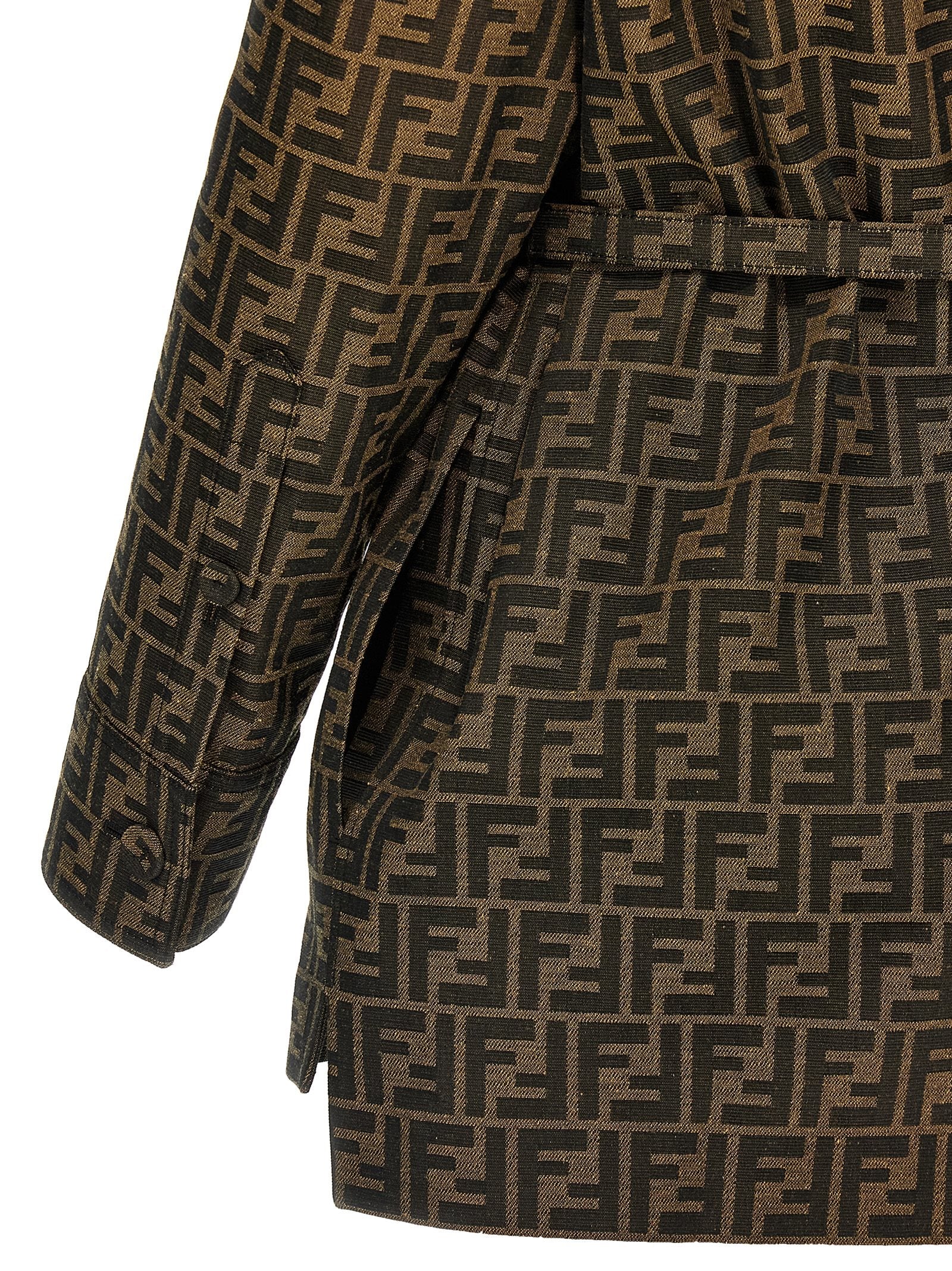 Fendi Brown Polyester Leather Jacket