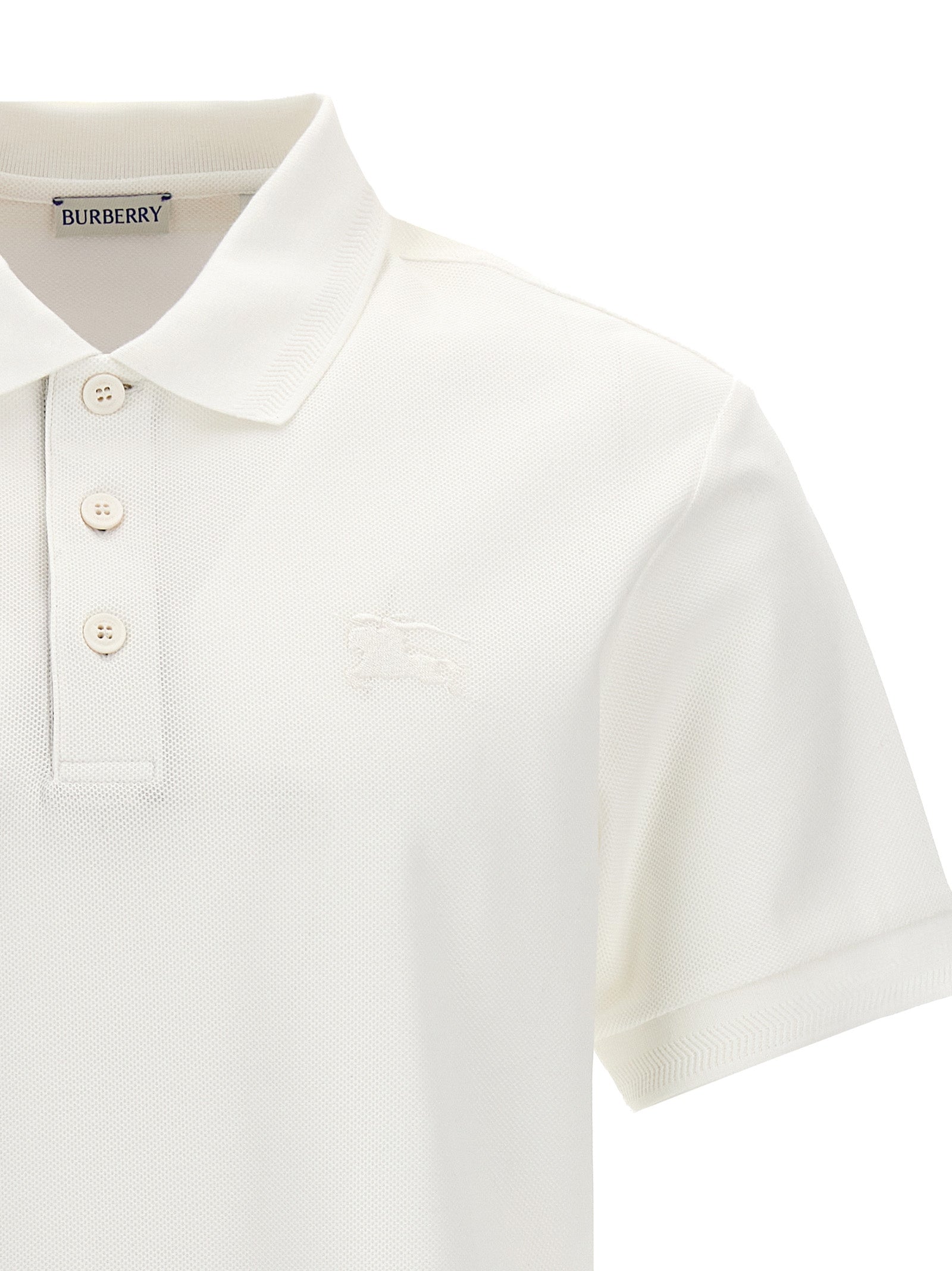 Burberry White Cotton Polo Shirt