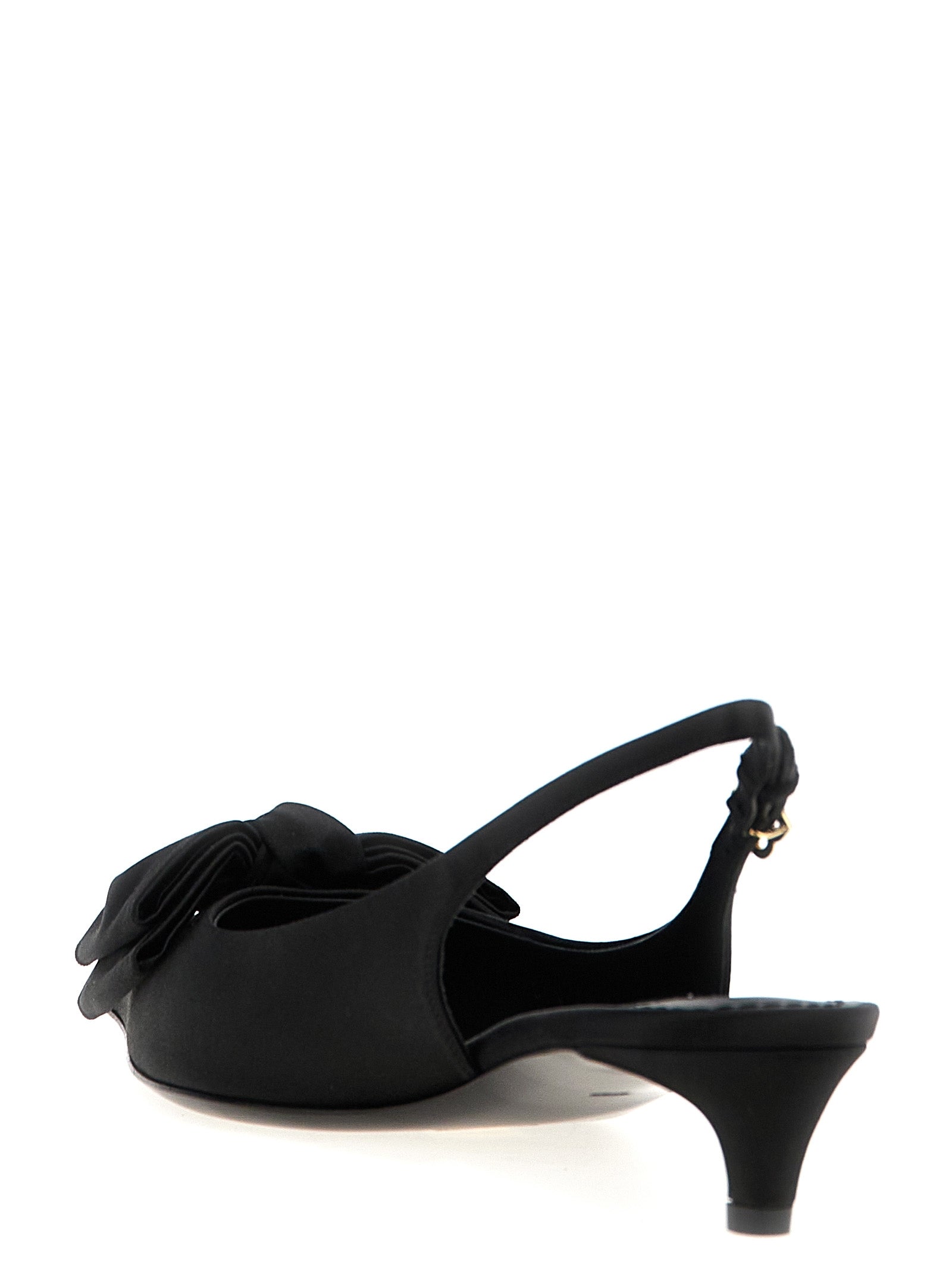 Dolce & Gabbana Black Viscose Mid Heel Pumps