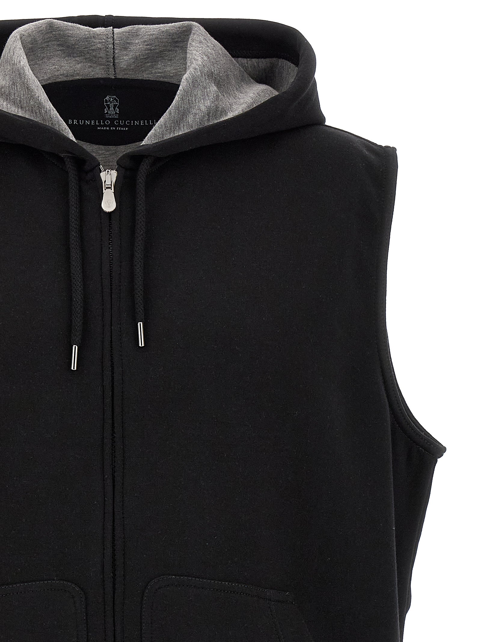 Brunello Cucinelli Black Cotton Sleeveless Jacket