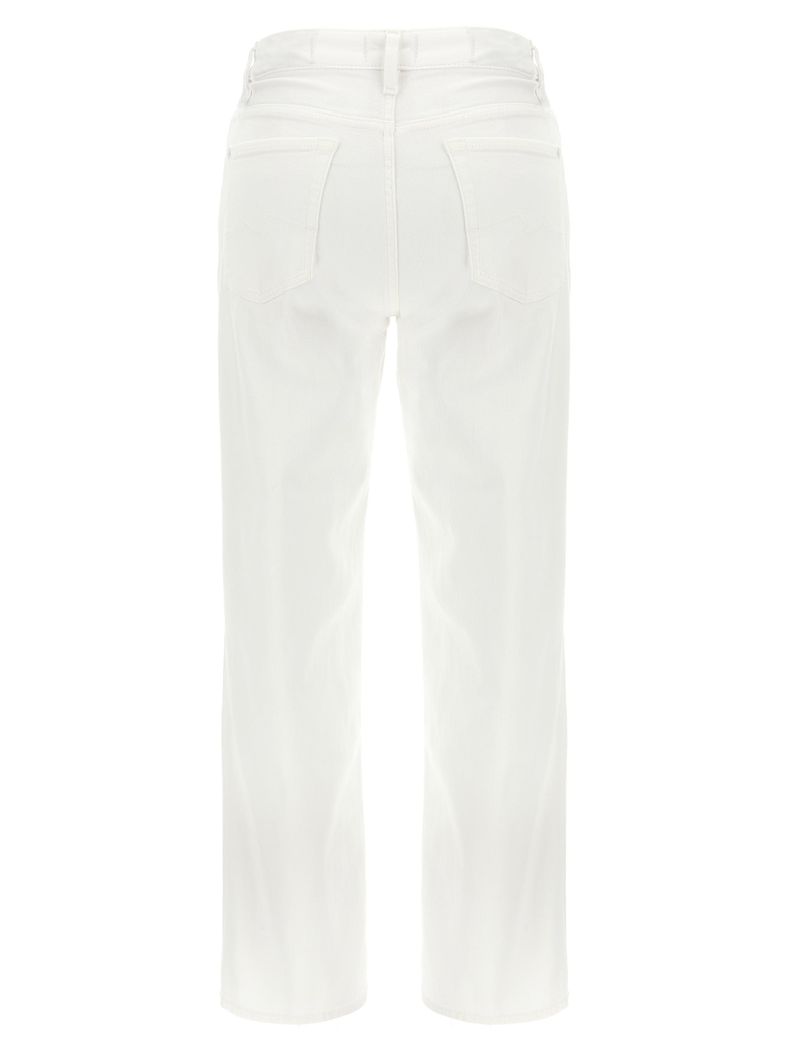 7 For All Mankind White Cotton High-Waisted Jean