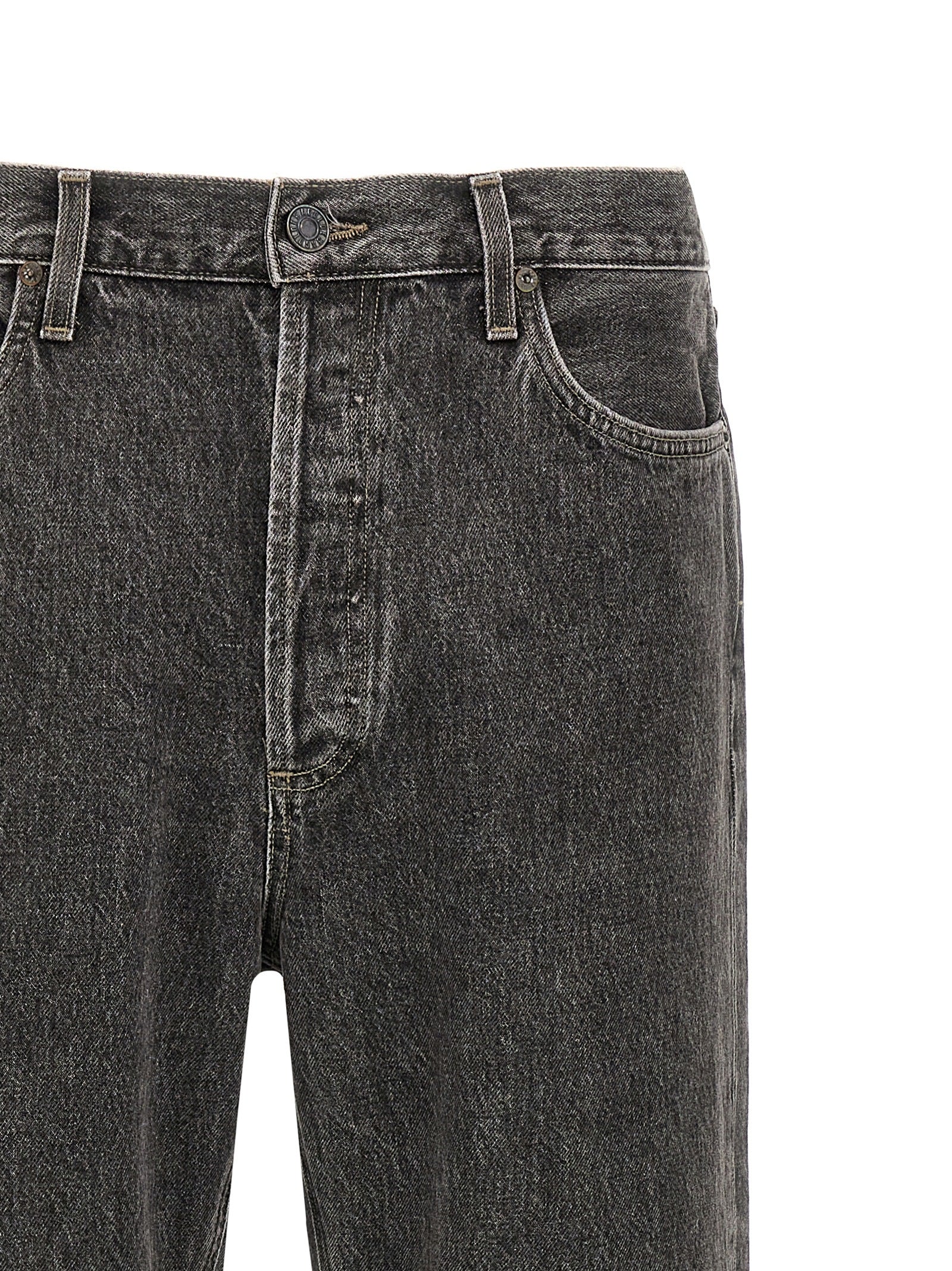 Agolde Gray Cotton Straight-Leg Jeans