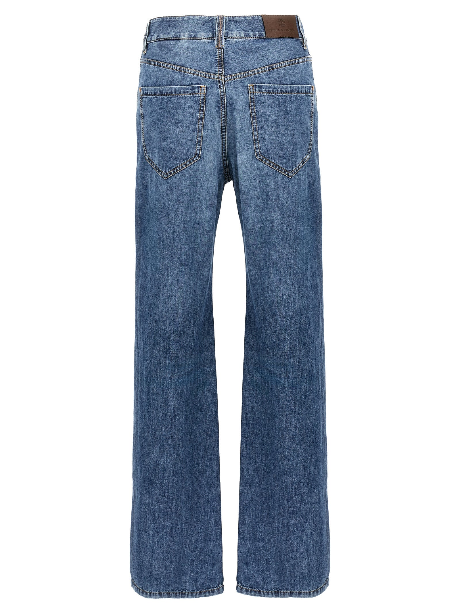 Brunello Cucinelli Blue Cotton Straight-Leg Jeans