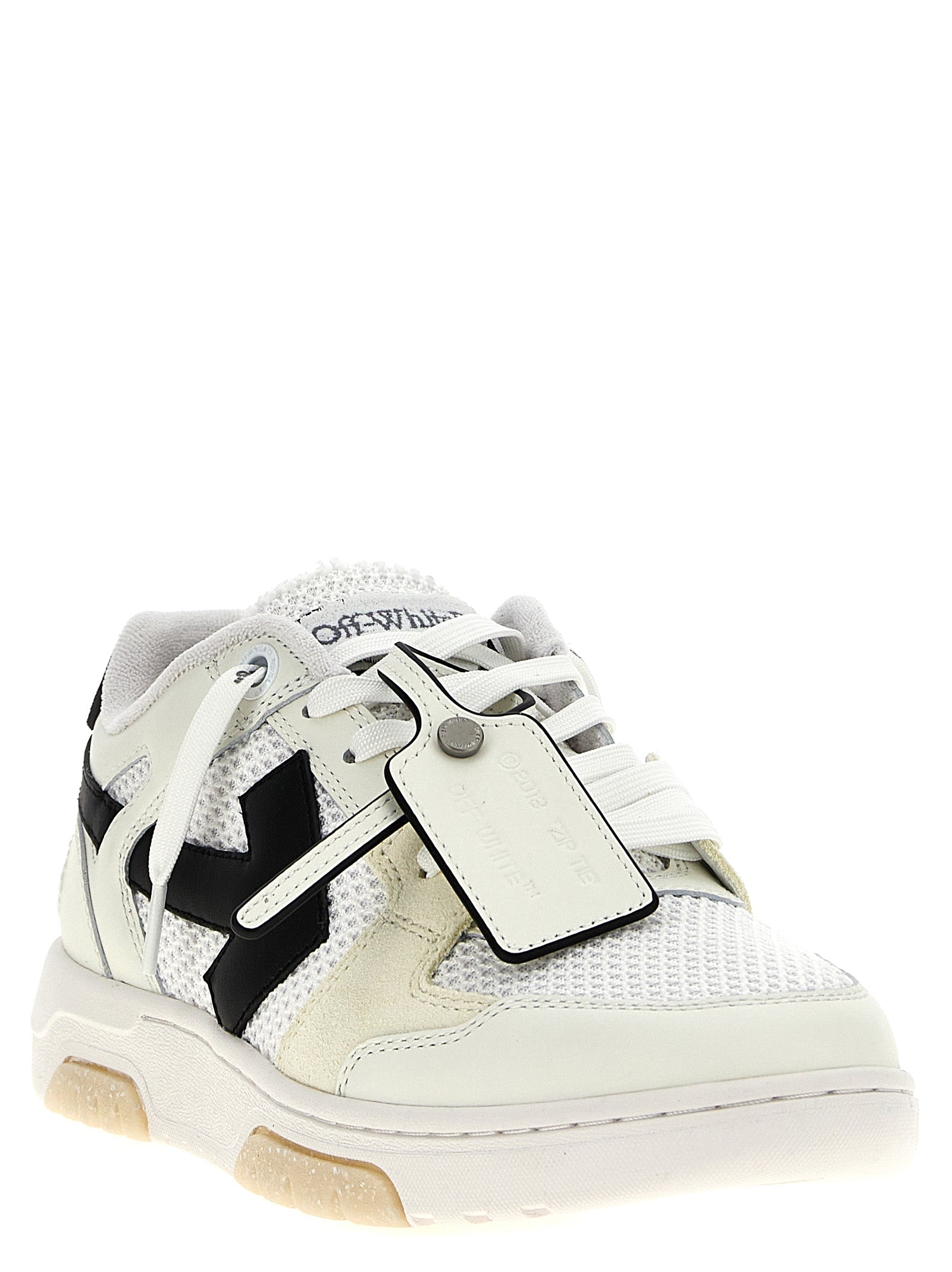 Off-White Bicolor Bovine Leather Athletic Sneakers