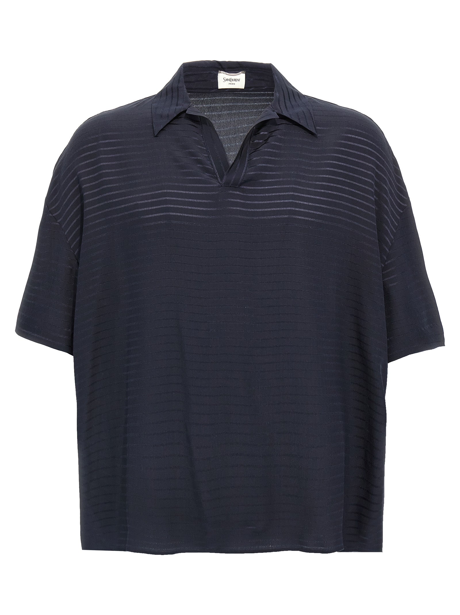 Saint Laurent Blue Silk Polo Shirt