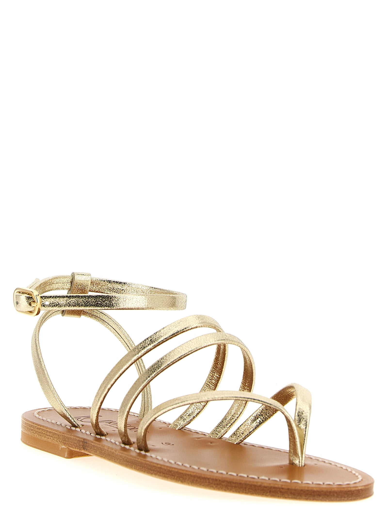K.JACQUES SAINT TROPEZ Gold Cowhide Flat Sandals