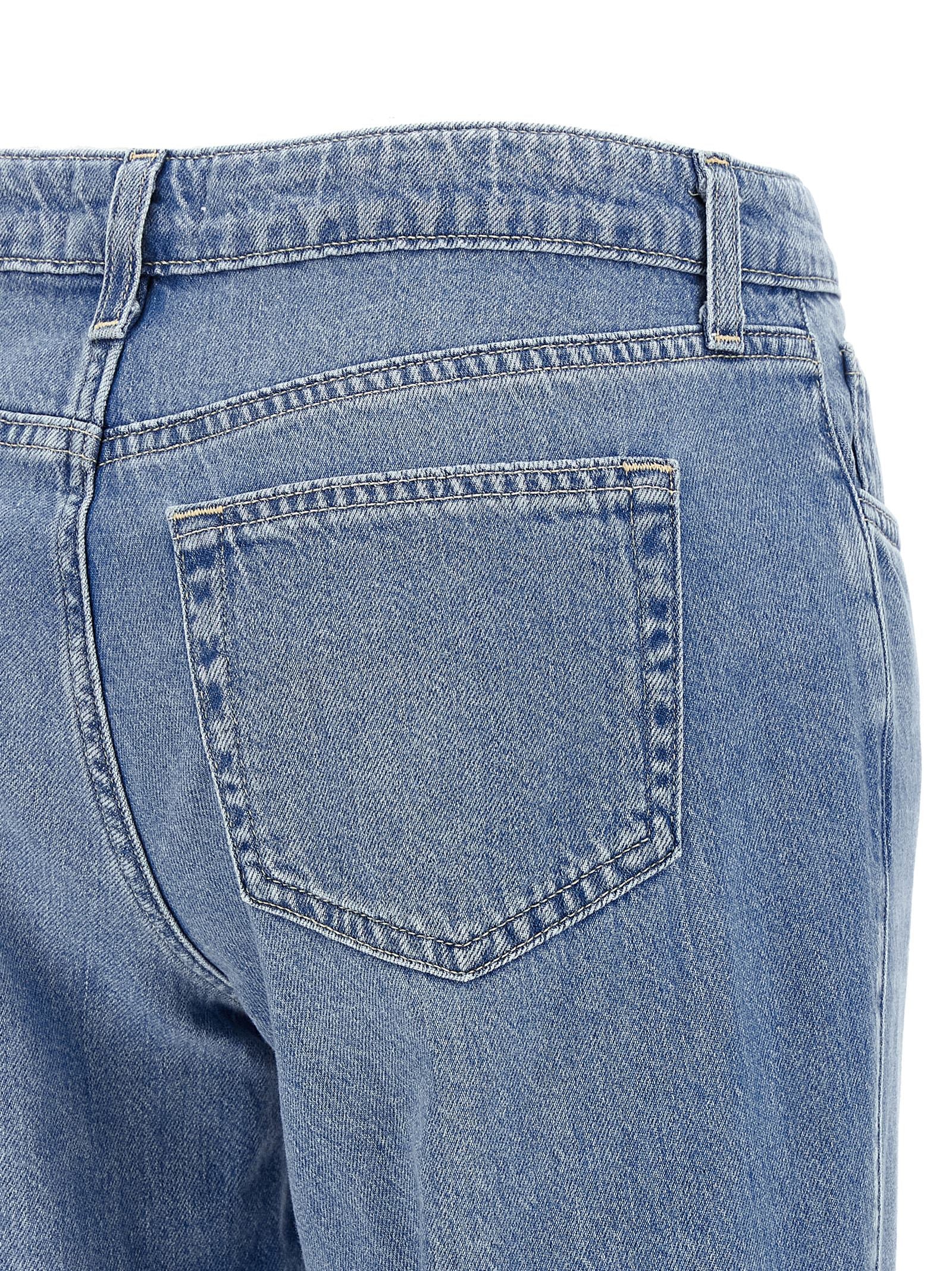 L'Agence Blue Cotton Straight-Leg Jeans