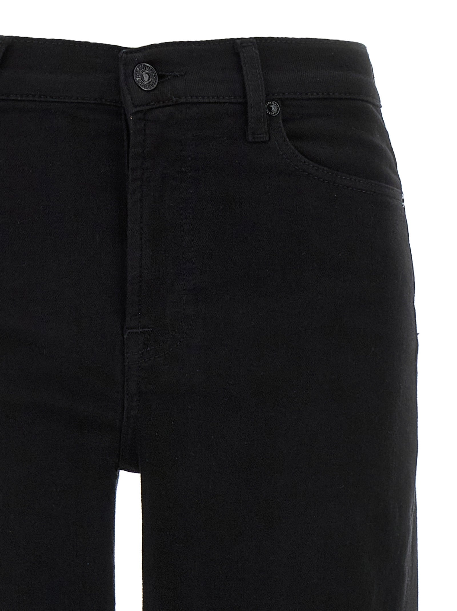 7 For All Mankind Black Cotton Flared Jeans