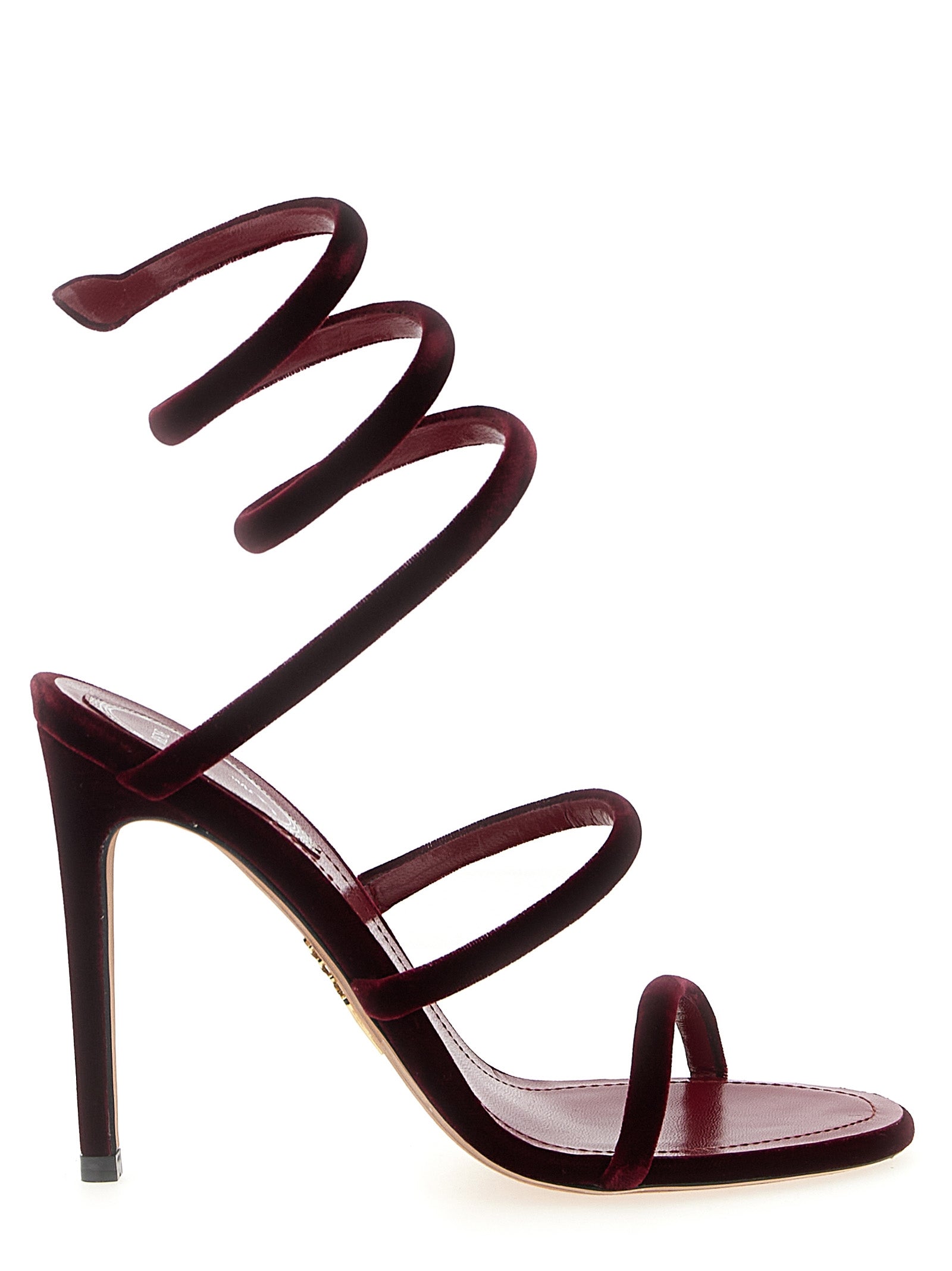 RENE CAOVILLA Bordeaux Textile Stiletto Heel Sandals
