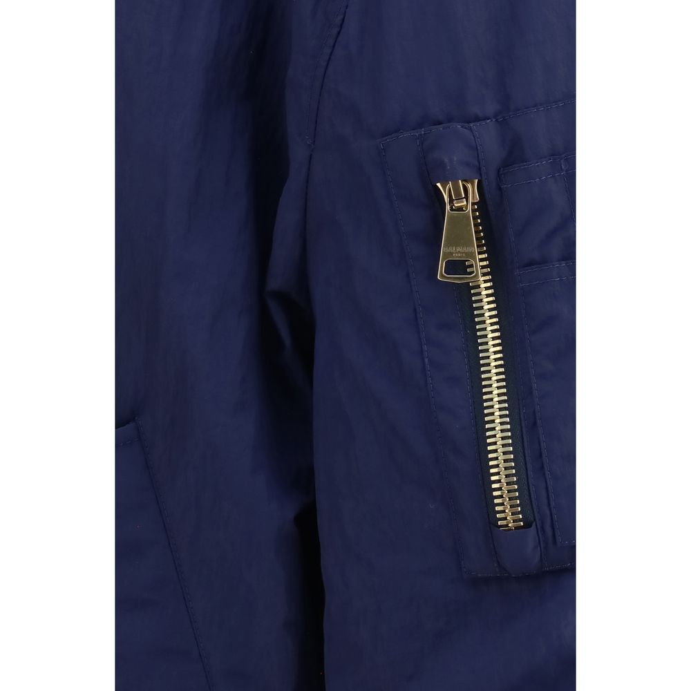 Balmain Blue Polyamide Bomber