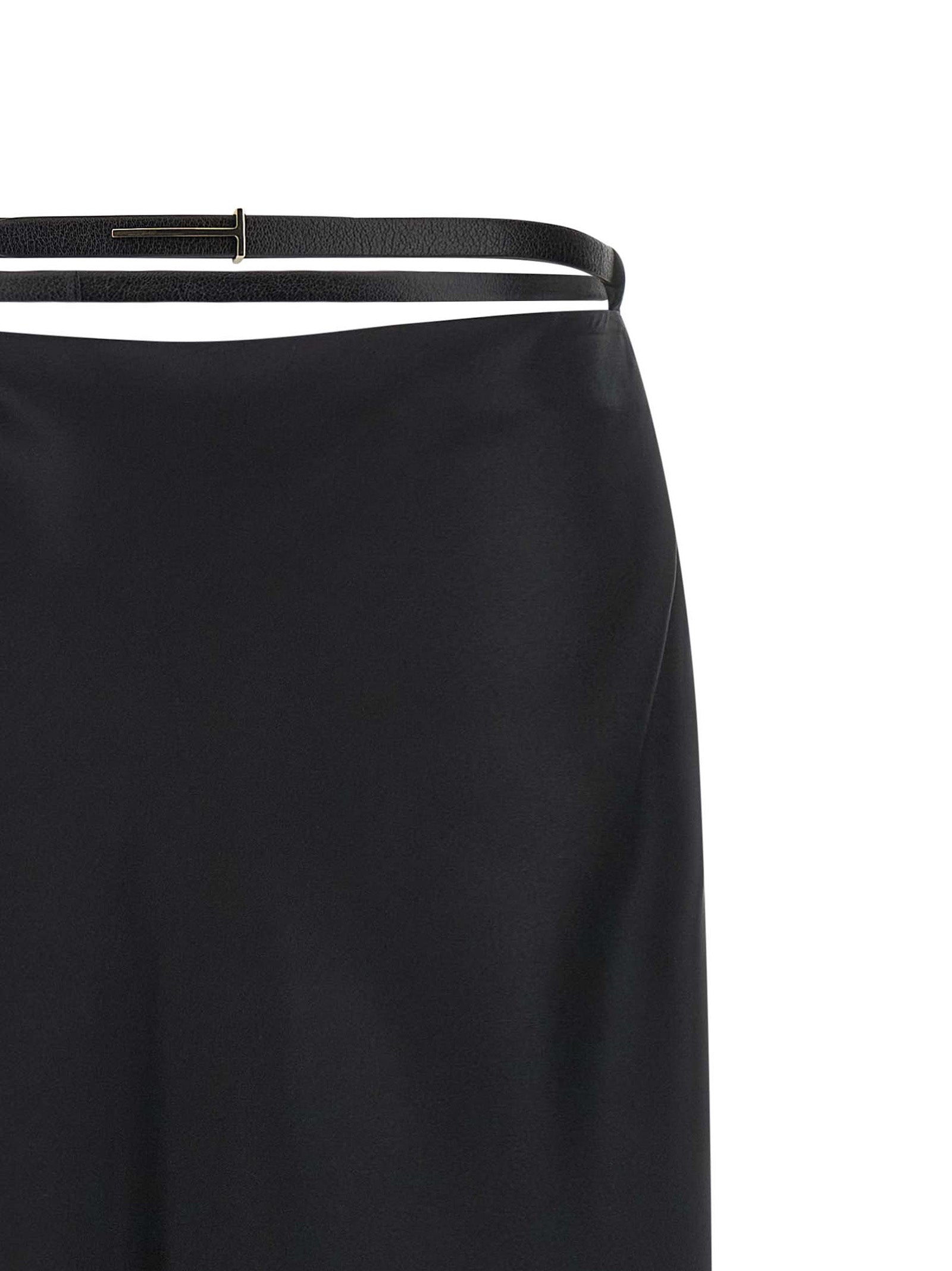 Tom Ford Black Silk Midi Skirt