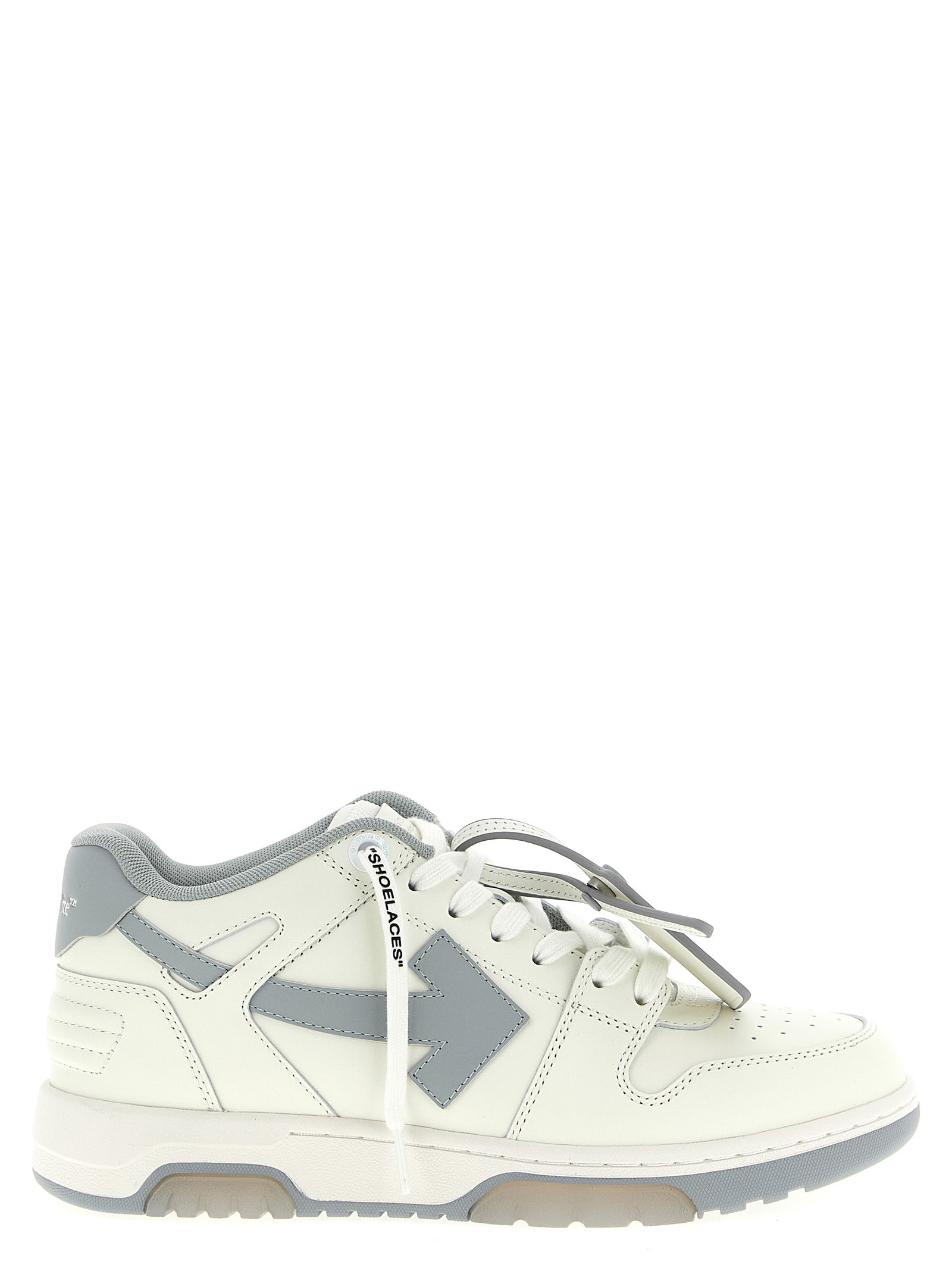 Off-White Gray Leather Low Top Sneakers