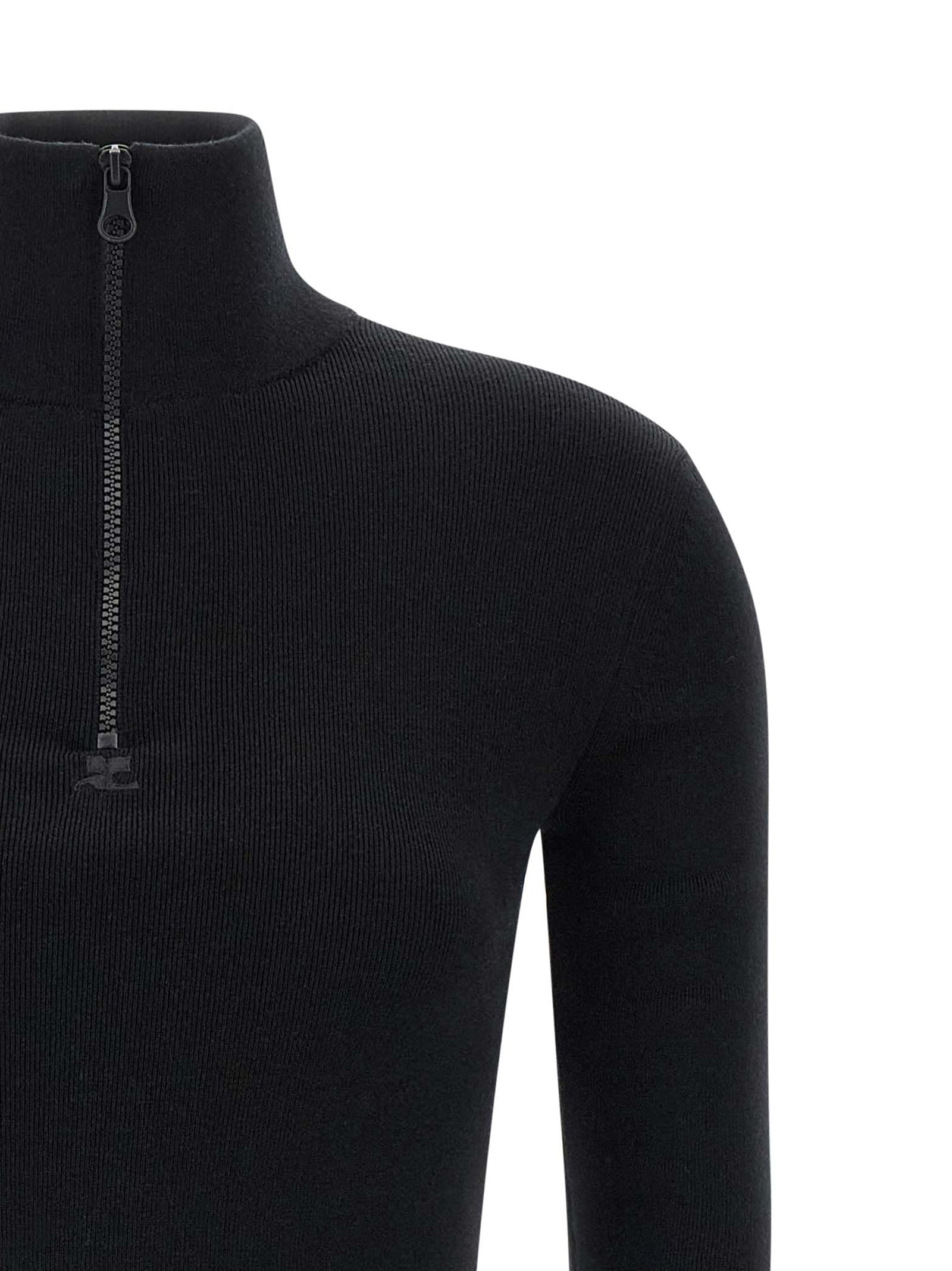 Courrèges Black Merino Wool Short Dress