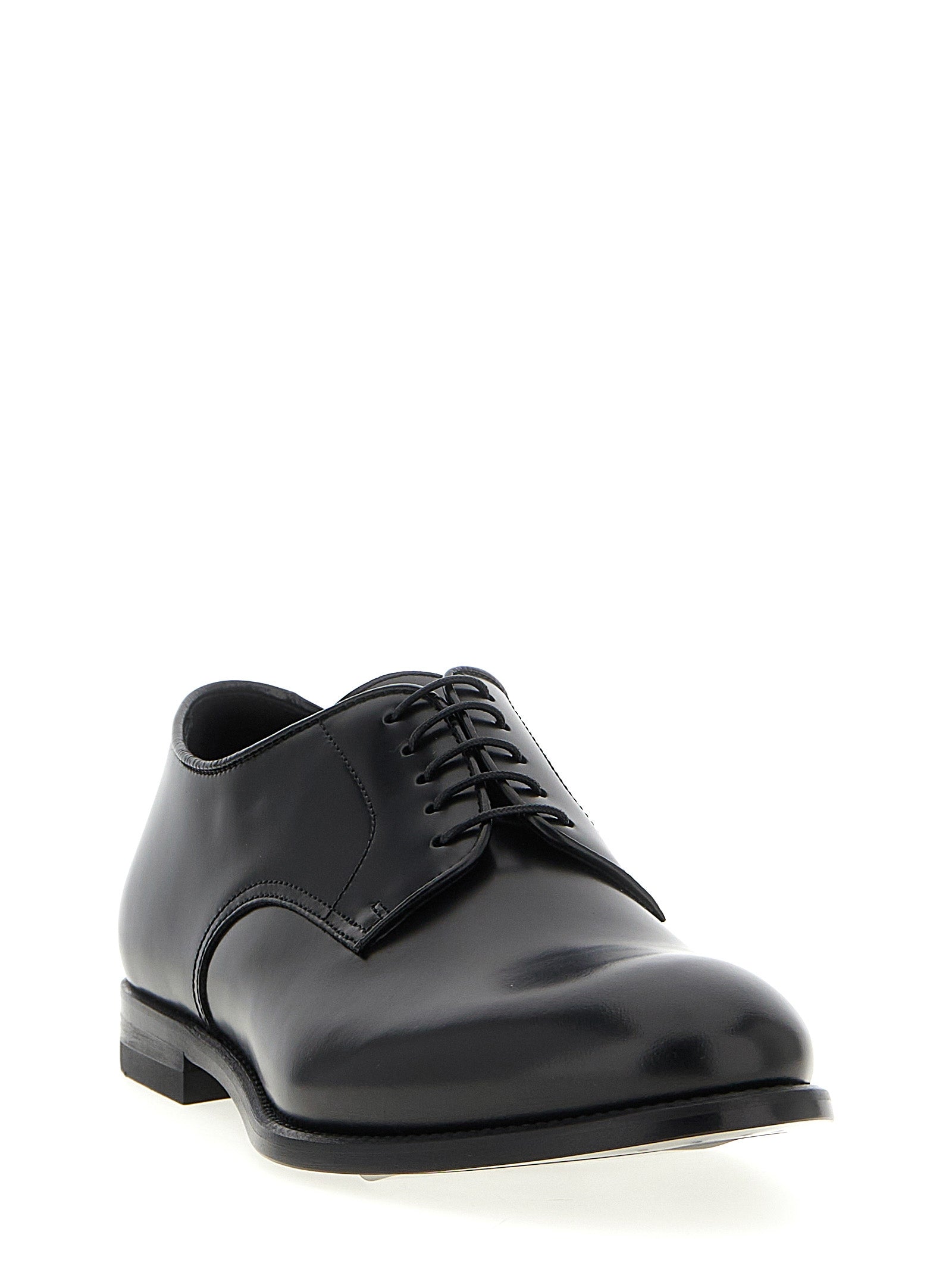 Doucal's Black Calfskin Oxfords And Derbies