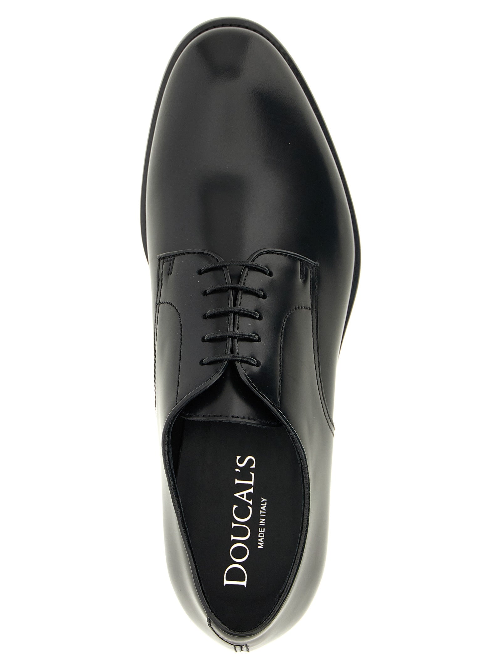 Doucal's Black Calfskin Oxfords And Derbies
