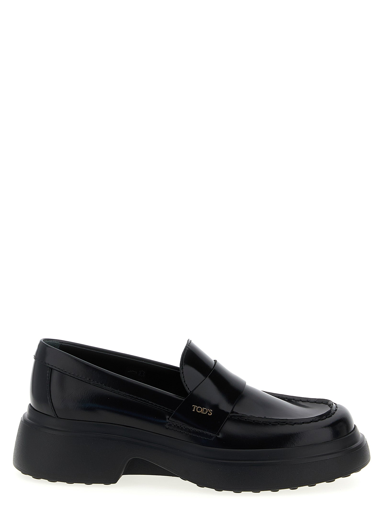 Tod's Black Calfskin Slip-On Loafers