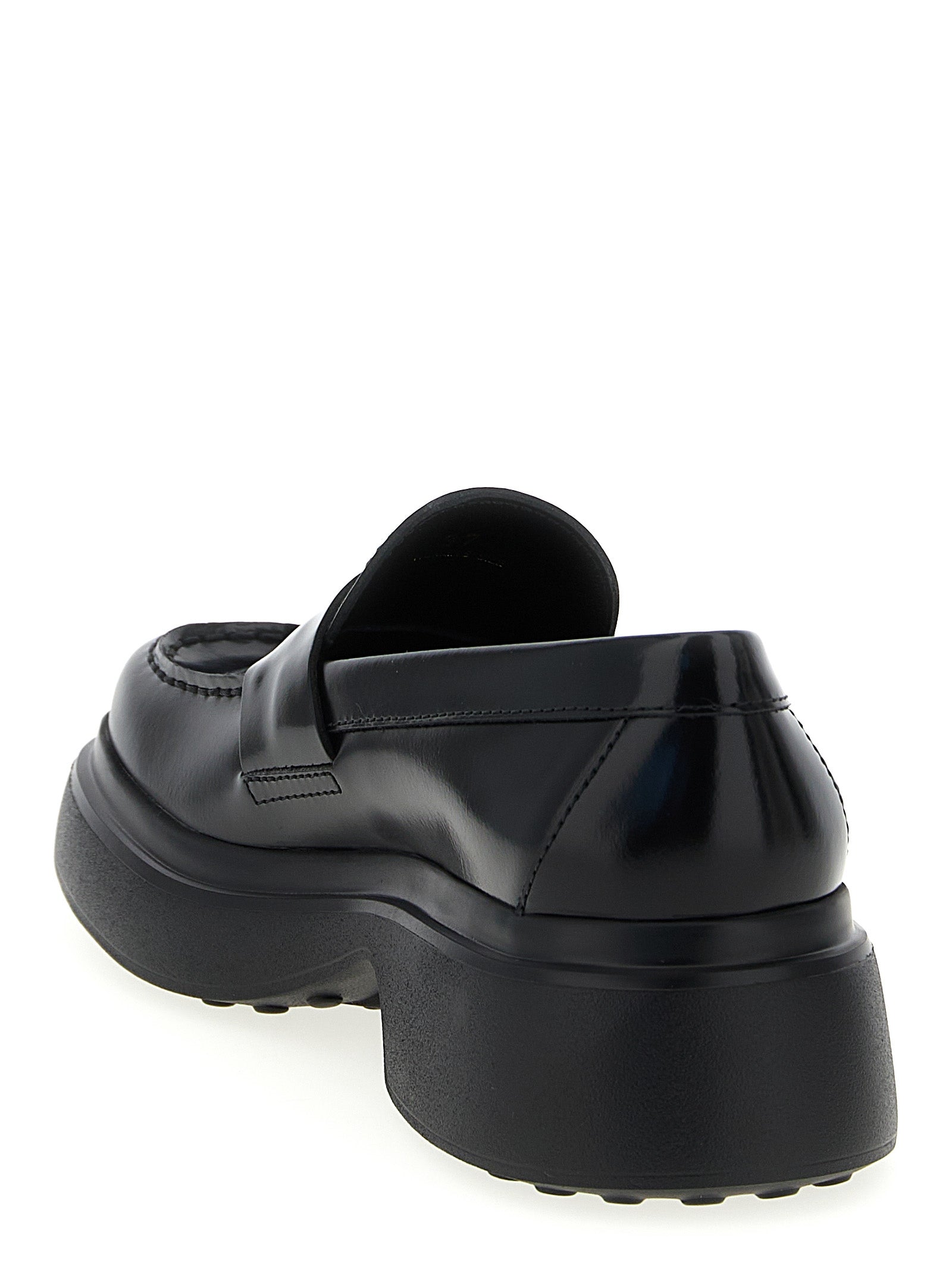 Tod's Black Calfskin Slip-On Loafers