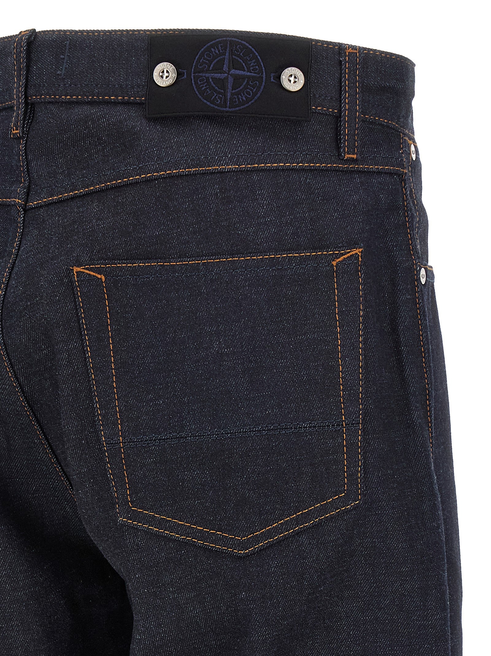 Stone Island Blue Cotton Straight-Leg Jeans