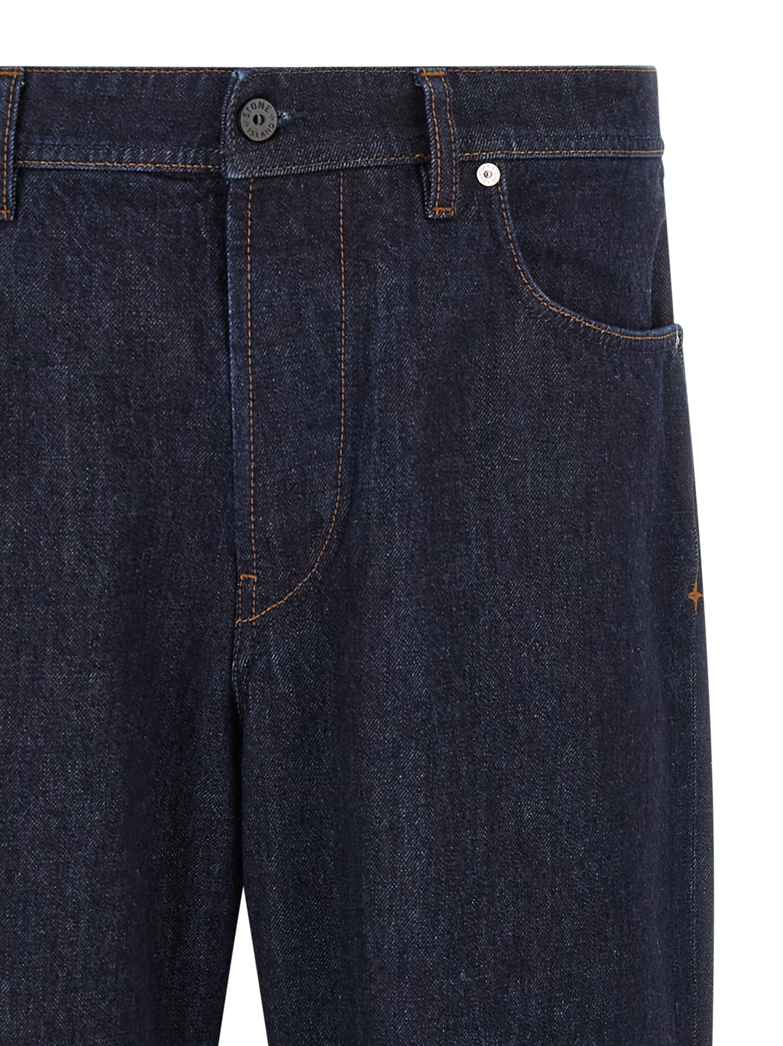 Stone Island Blue Cotton Straight-Leg Jeans