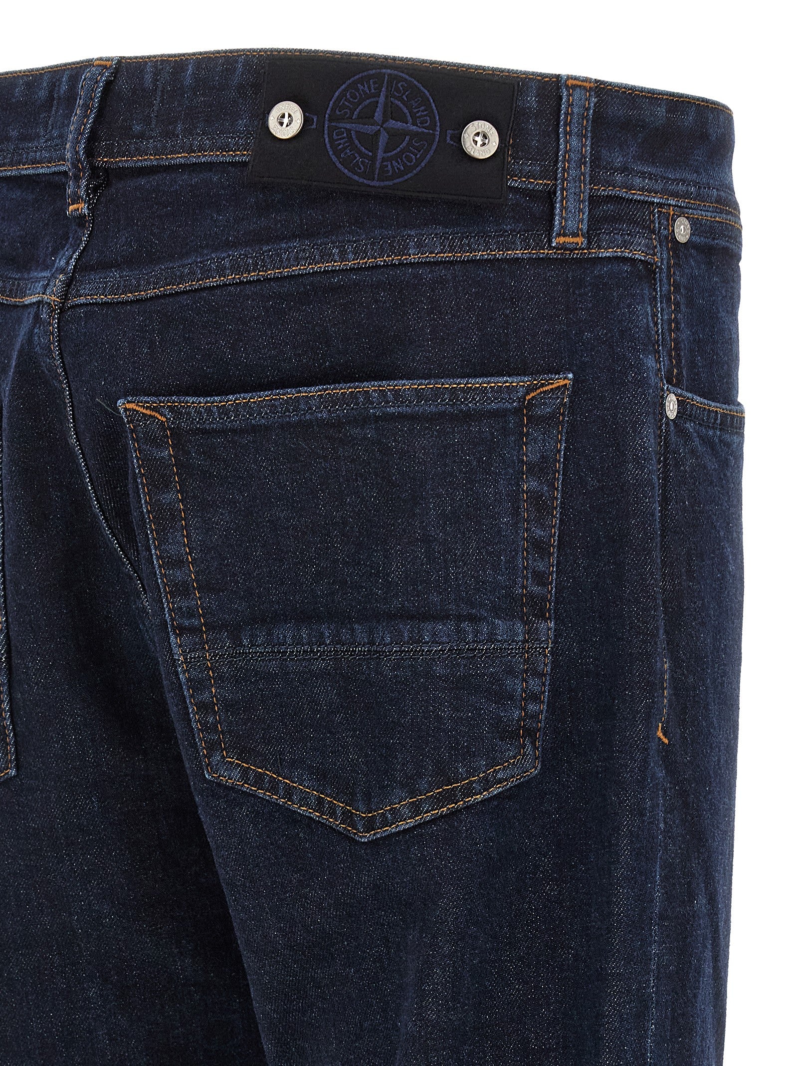 Stone Island Blue Cotton Straight-Leg Jeans