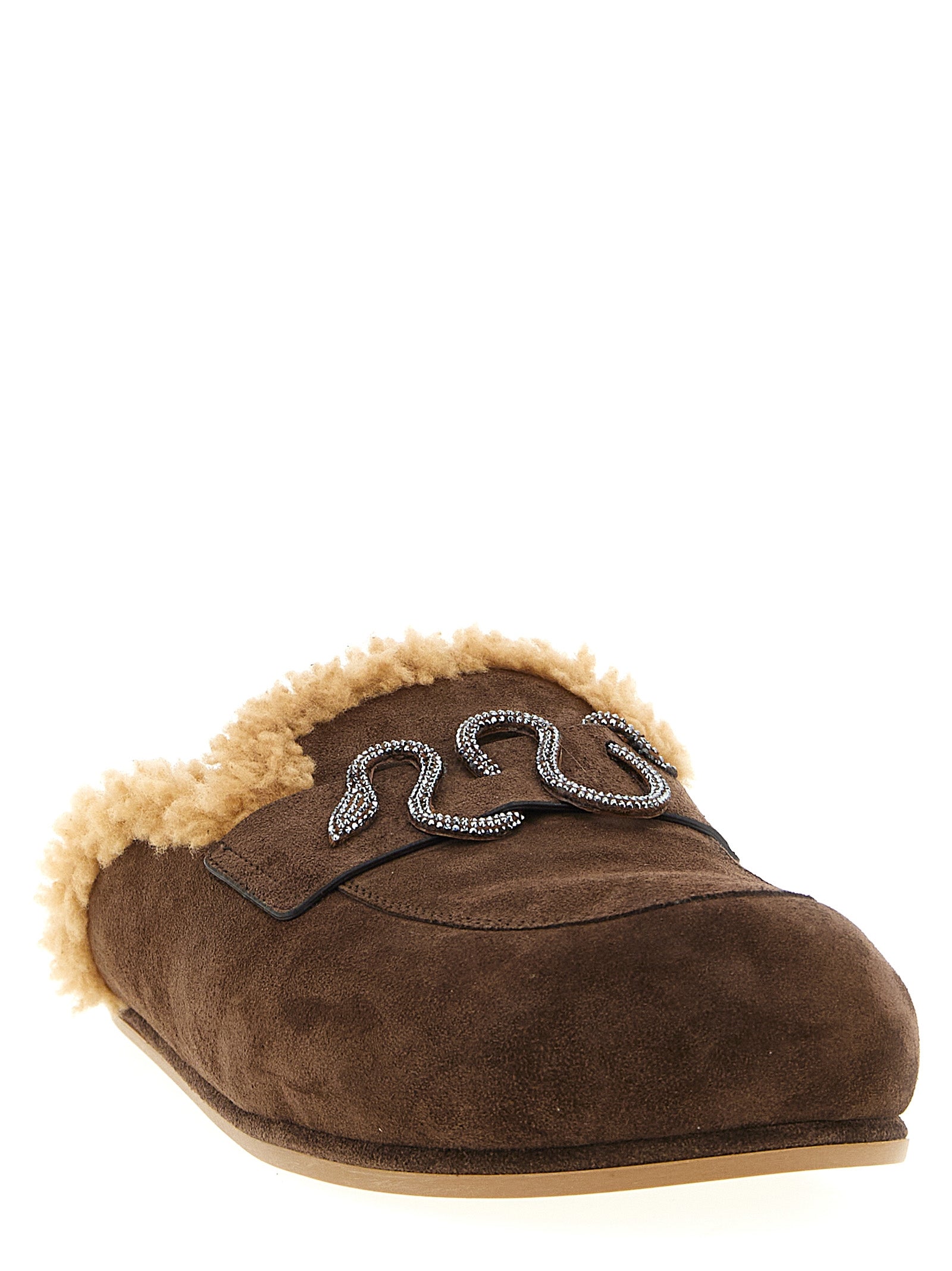 RENE CAOVILLA Brown Calfskin Slides