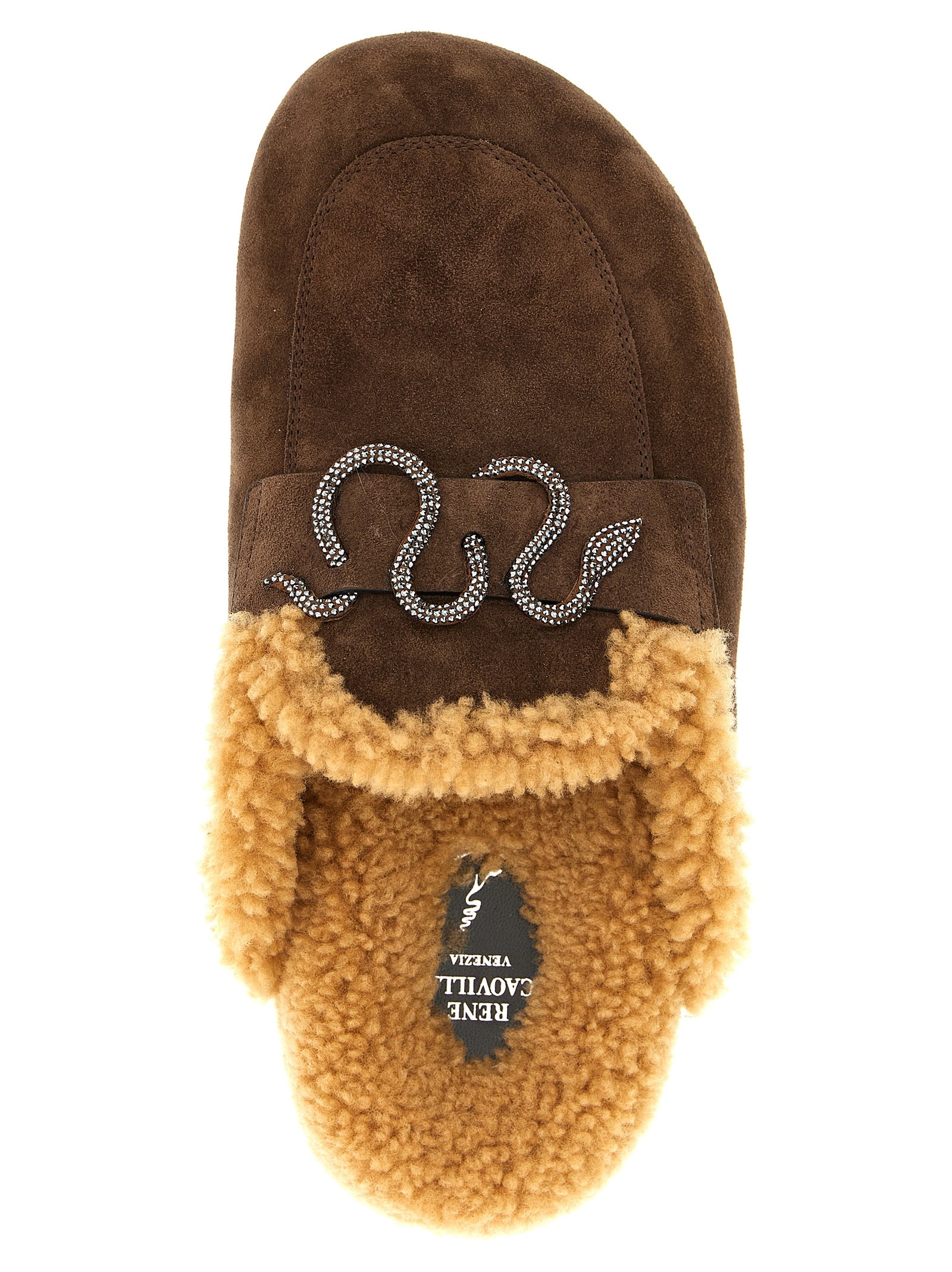 RENE CAOVILLA Brown Calfskin Slides