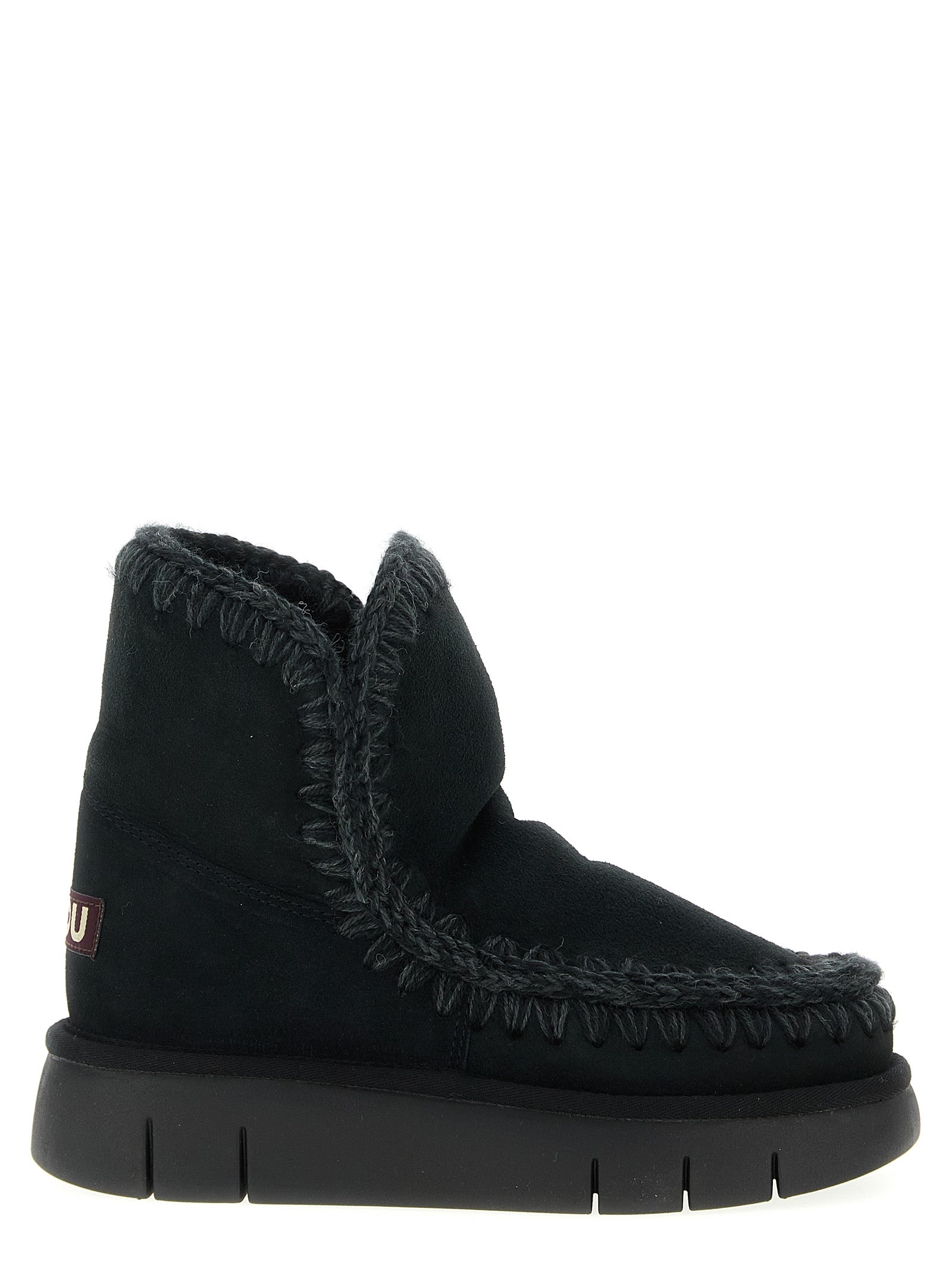 Mou Black Lamb Leather Ankle Boots