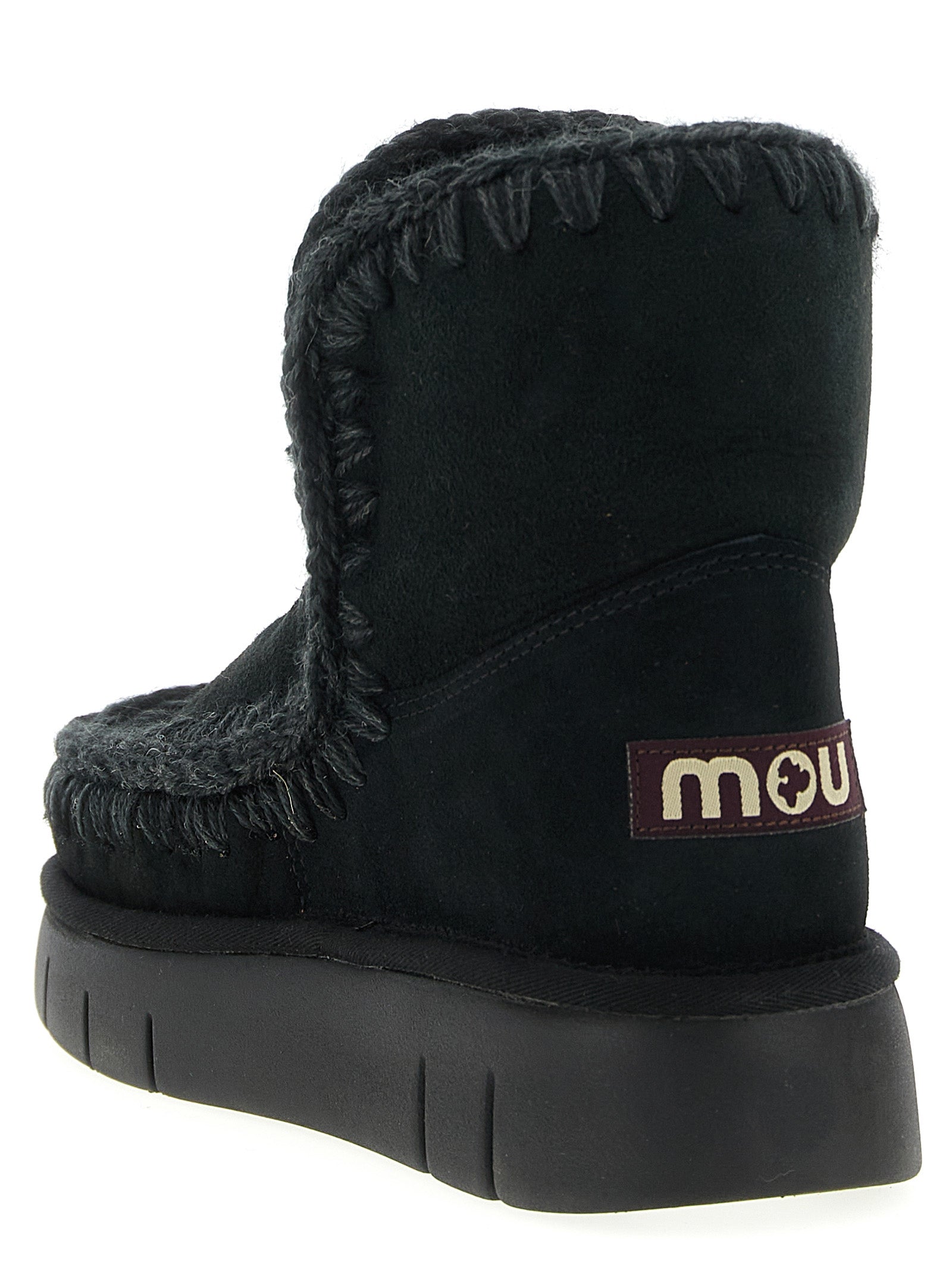 Mou Black Lamb Leather Ankle Boots