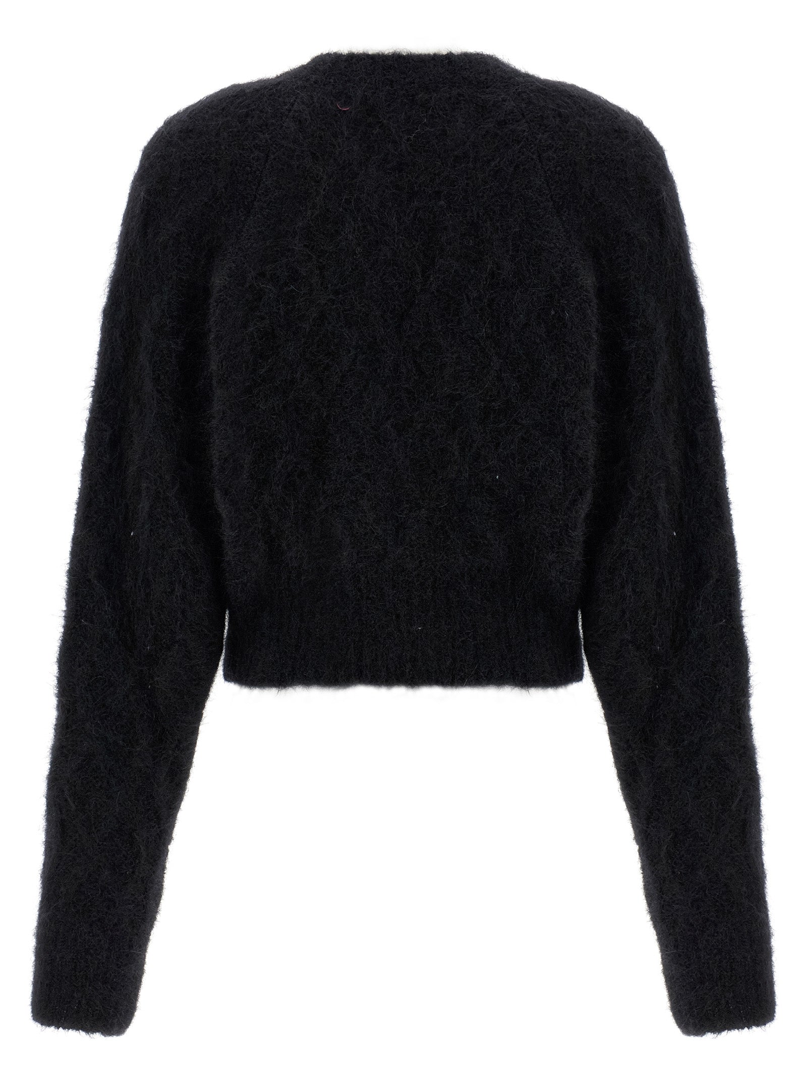 ROTATE BIRGER CHRISTENSEN Black Alpaca Leather Cardigan