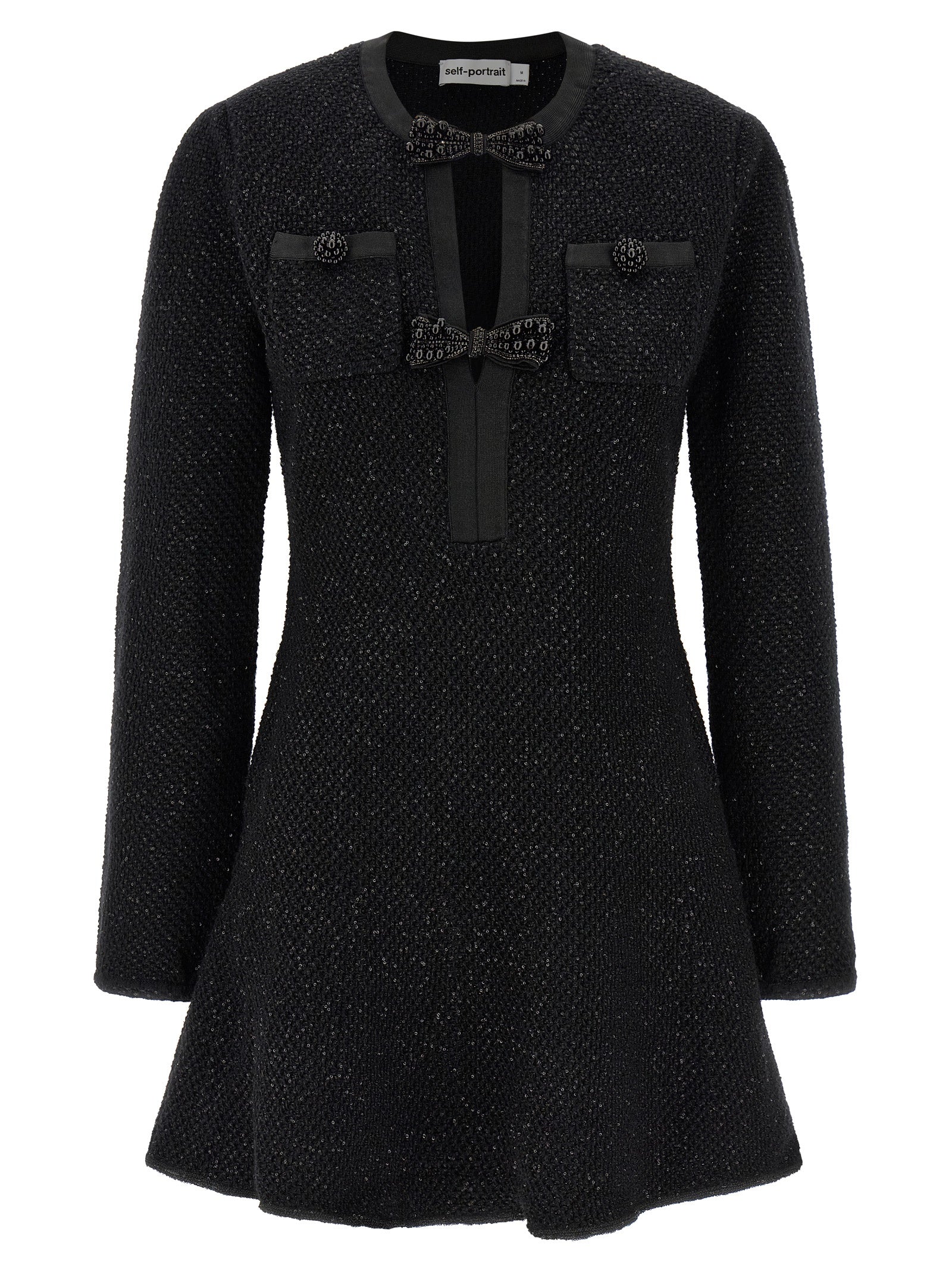Self-Portrait Black Cotton Short Dress