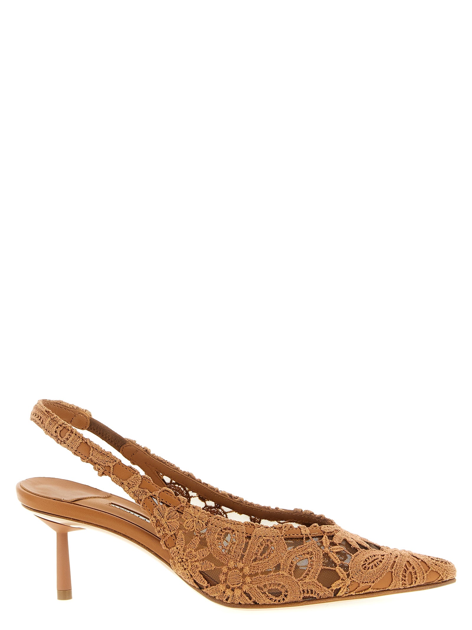 LE SILLA Brown Cotton Mid Heel Pumps