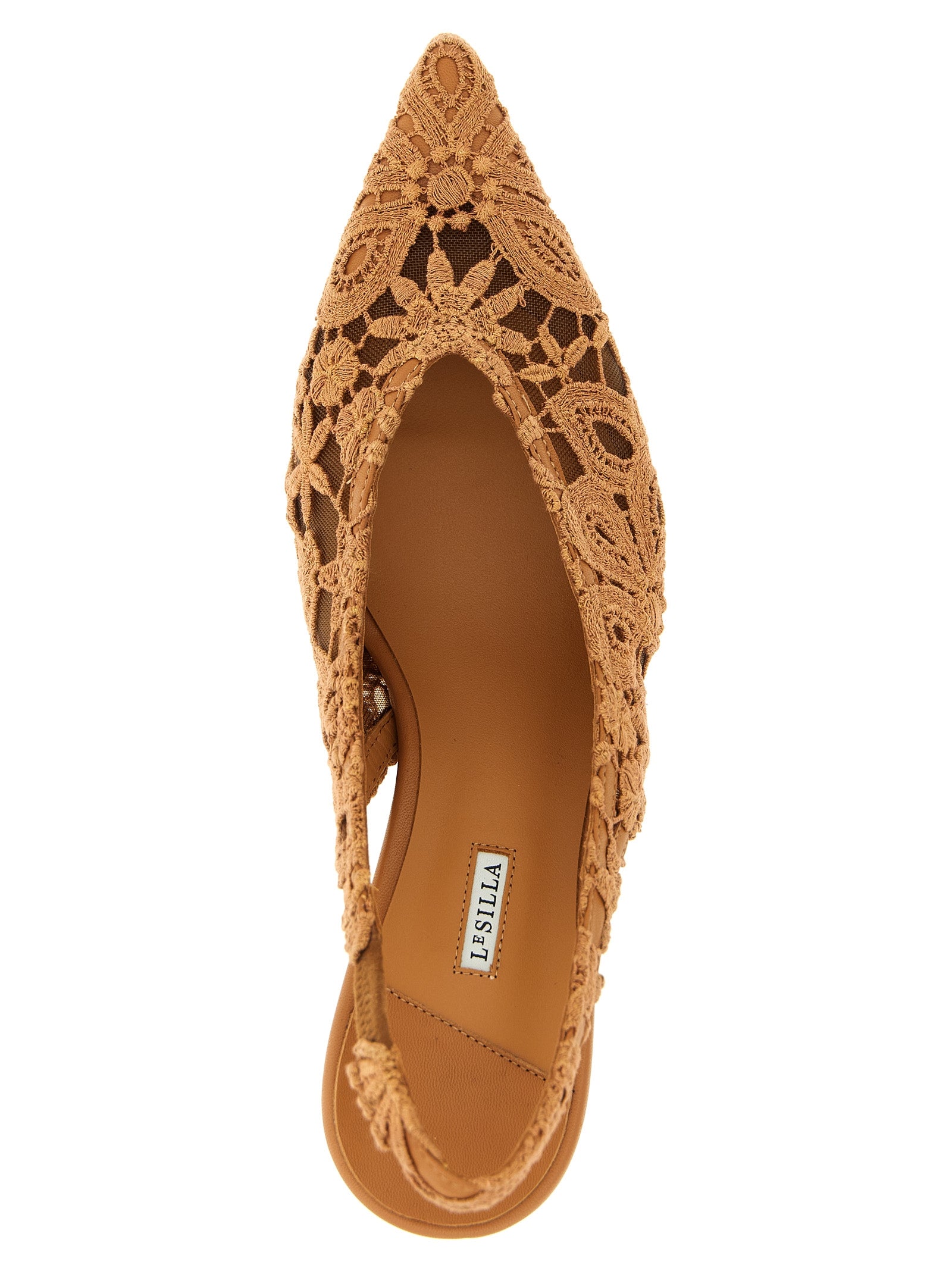 LE SILLA Brown Cotton Mid Heel Pumps