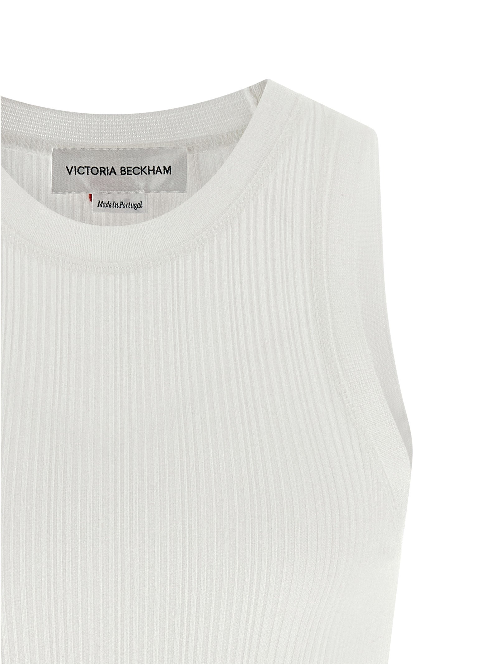 Victoria Beckham White Cotton Sleeveles T-Shirt