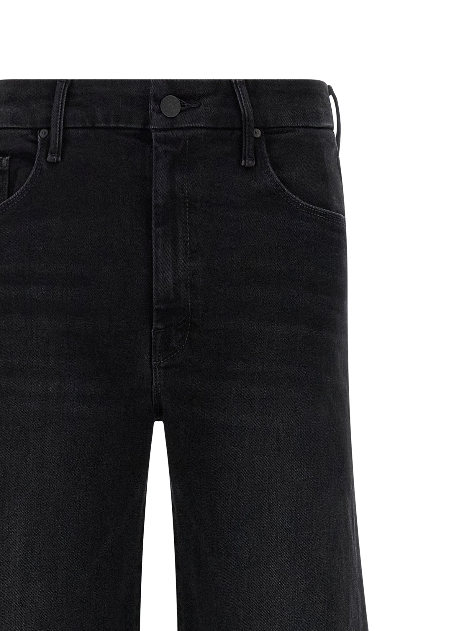 Mother Denim Black Cotton Flared Jeans