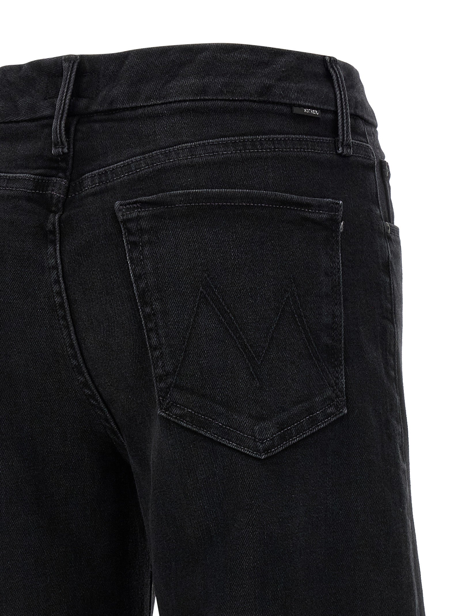 Mother Denim Black Cotton Flared Jeans