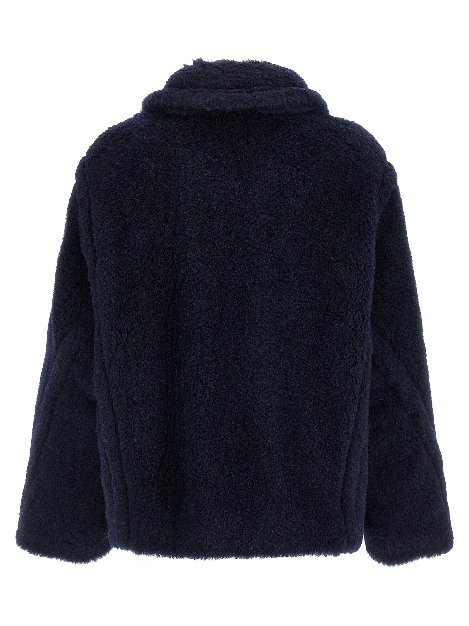 Max Mara Blue Alpaca Leather Coat