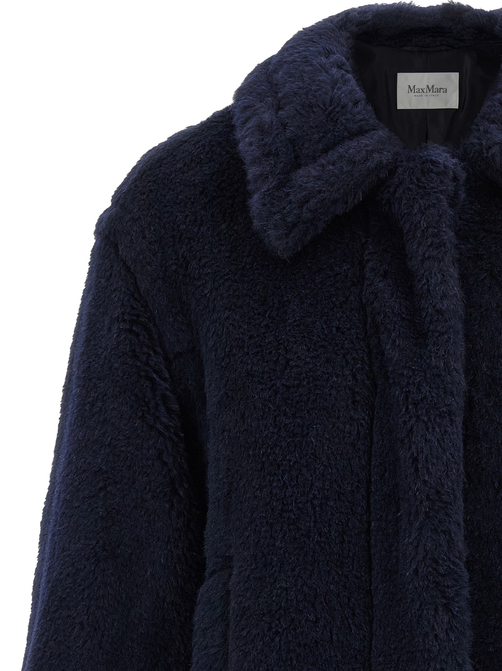 Max Mara Blue Alpaca Leather Coat