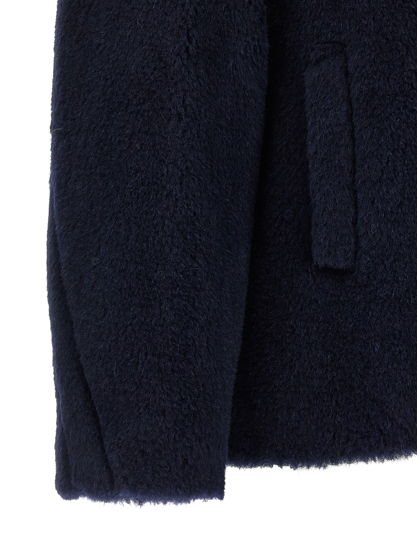 Max Mara Blue Alpaca Leather Coat