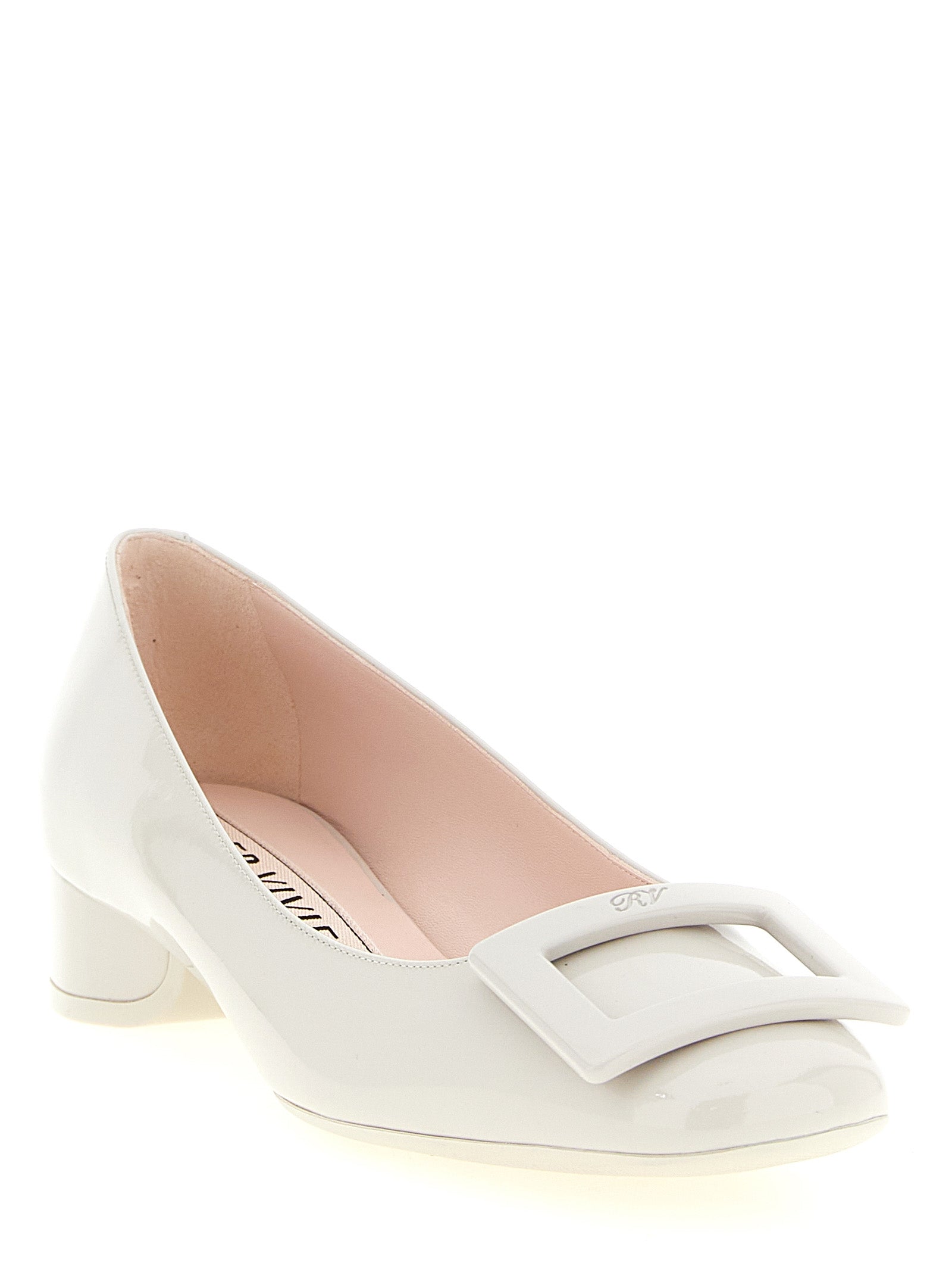 Roger Vivier Gray Calfskin Mid Heel Pumps