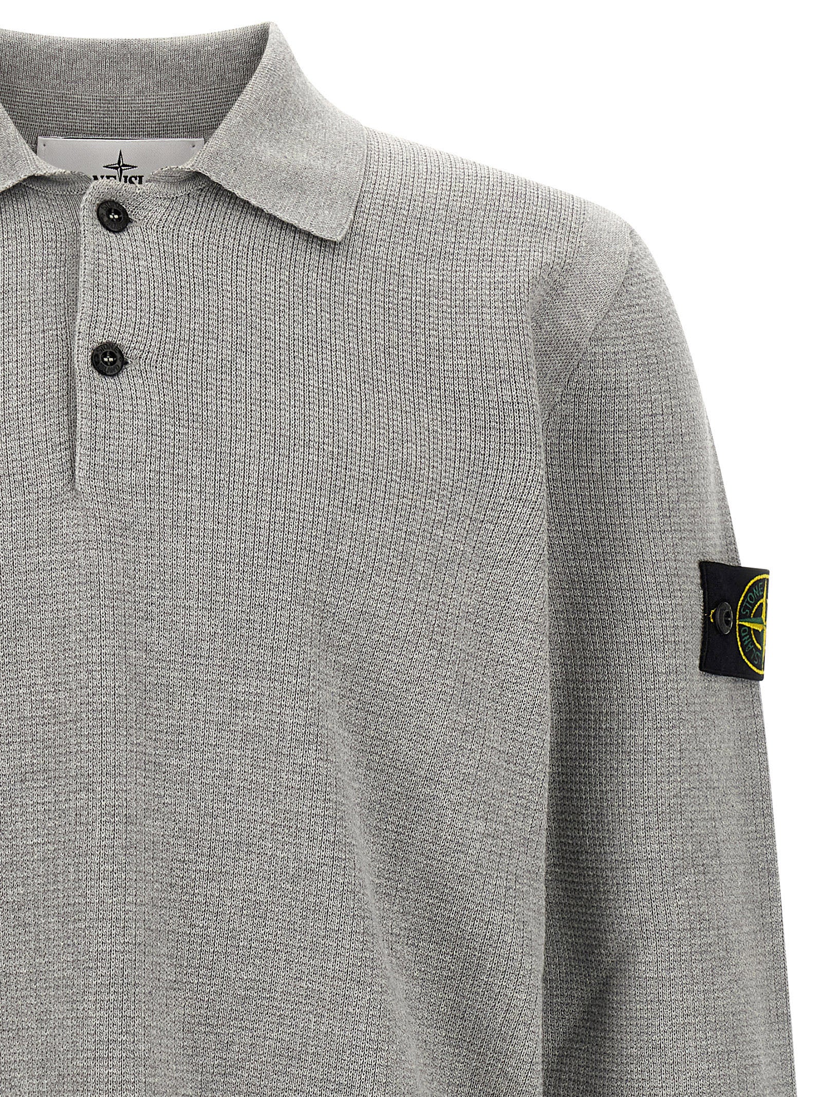 Stone Island Gray Cotton Polo Shirt