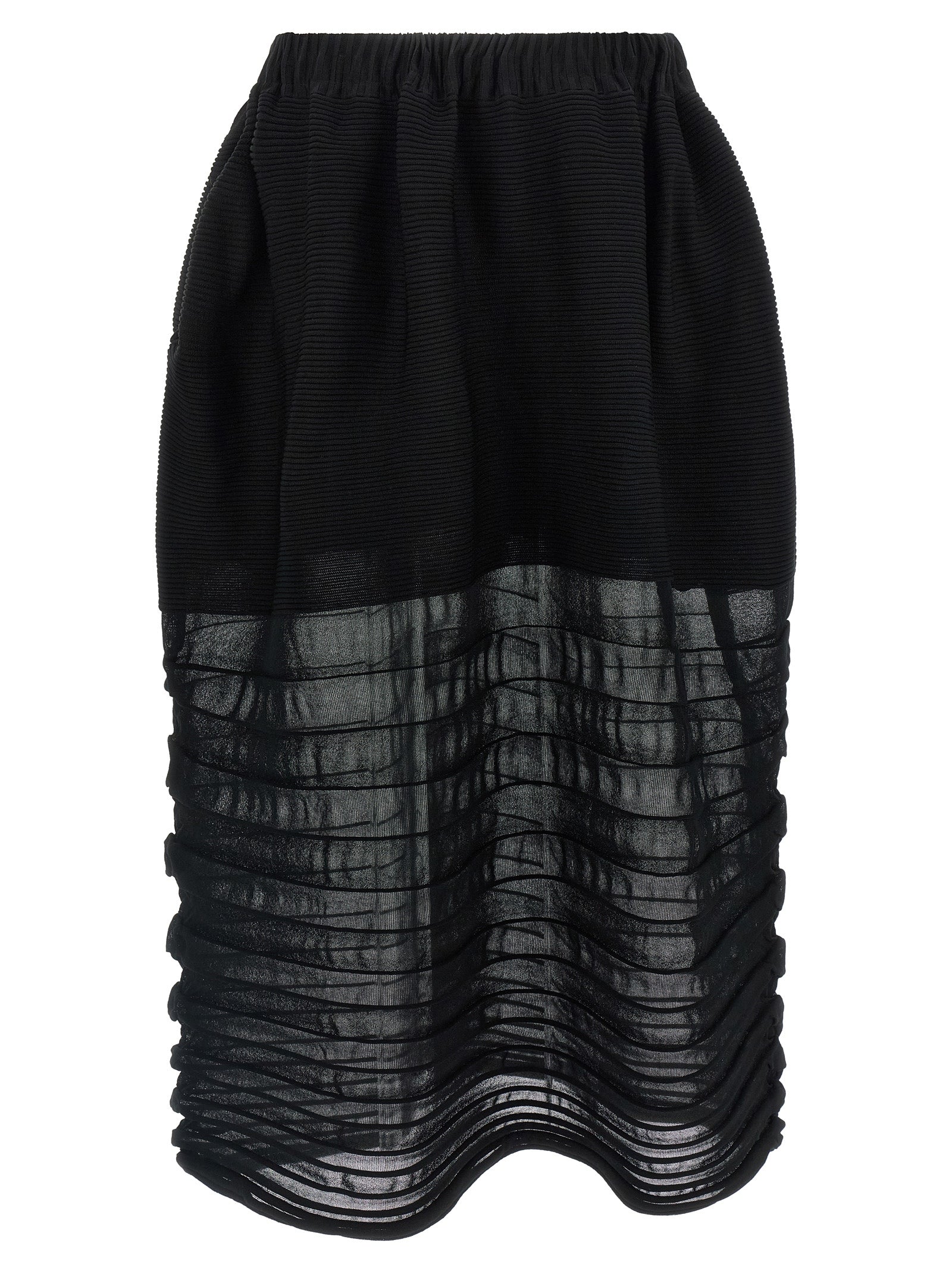 Issey Miyake Black Polyester Midi Skirt