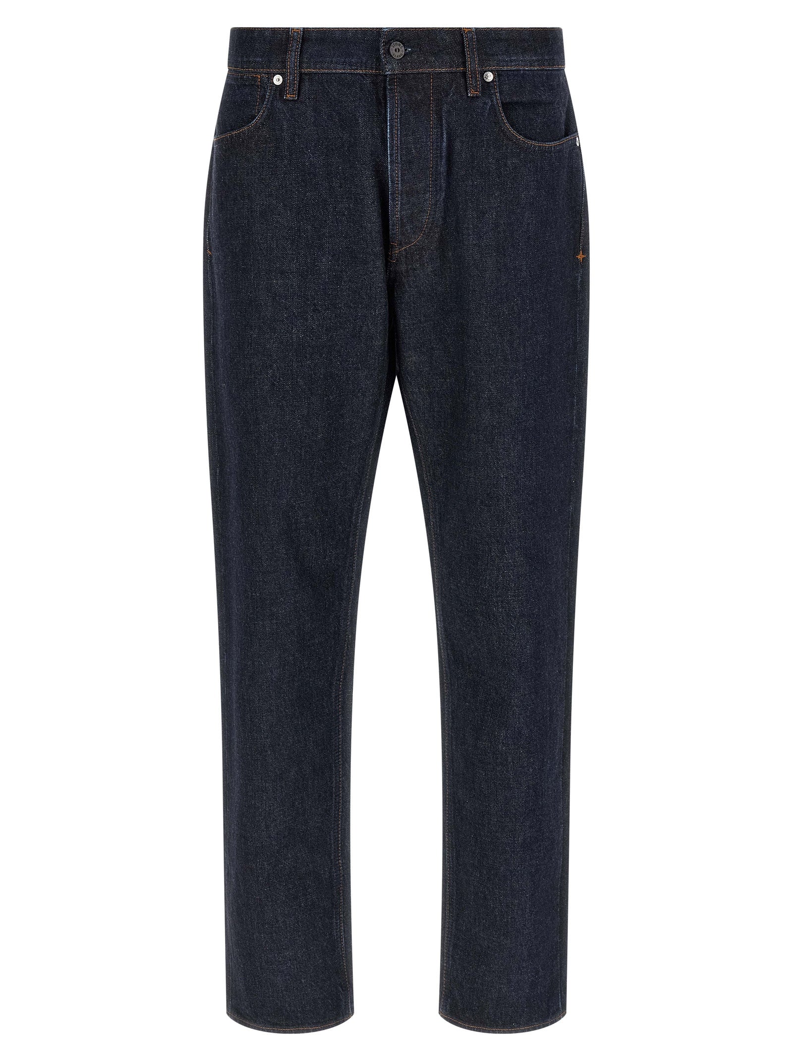 Stone Island Blue Cotton Straight-Leg Jeans