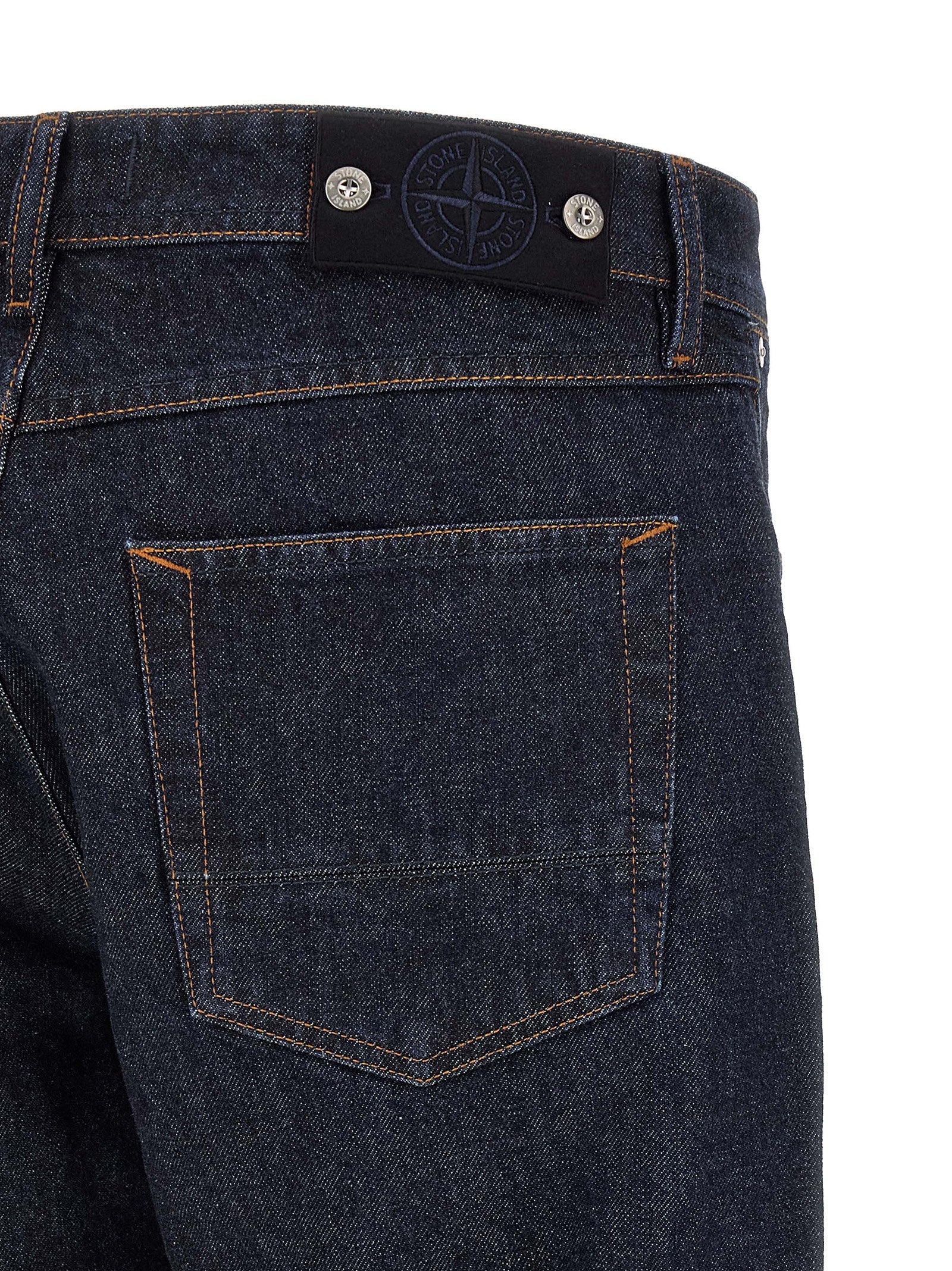Stone Island Blue Cotton Straight-Leg Jeans