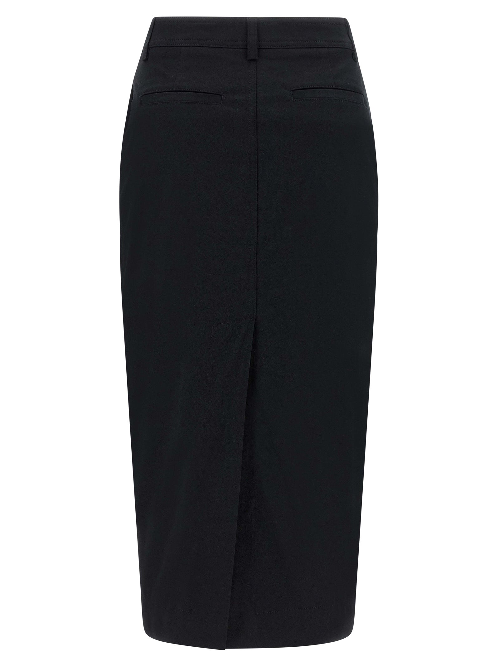 THELATEST Black Cotton Midi Skirt