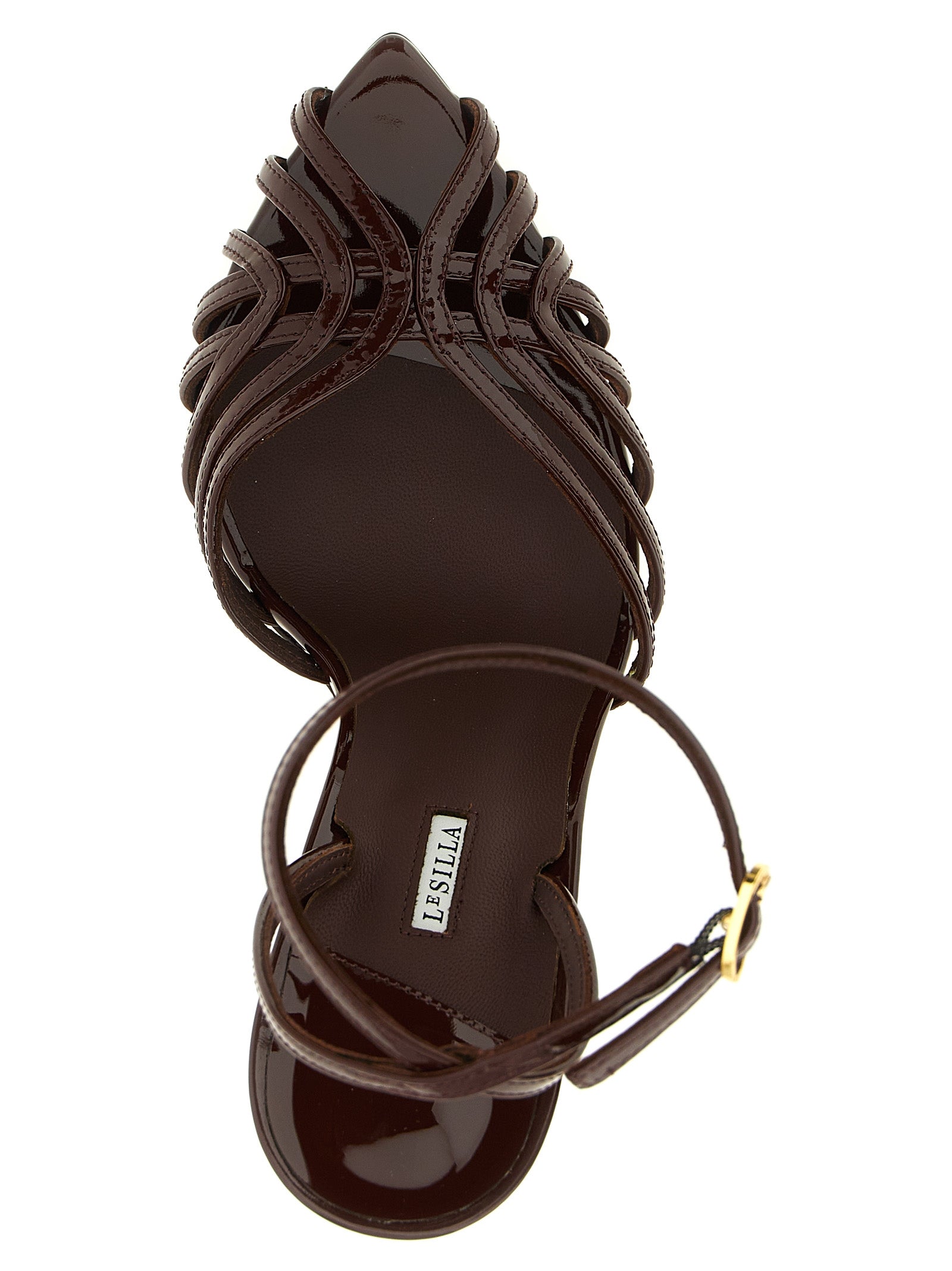 LE SILLA Brown Calfskin Stiletto Heel Sandals